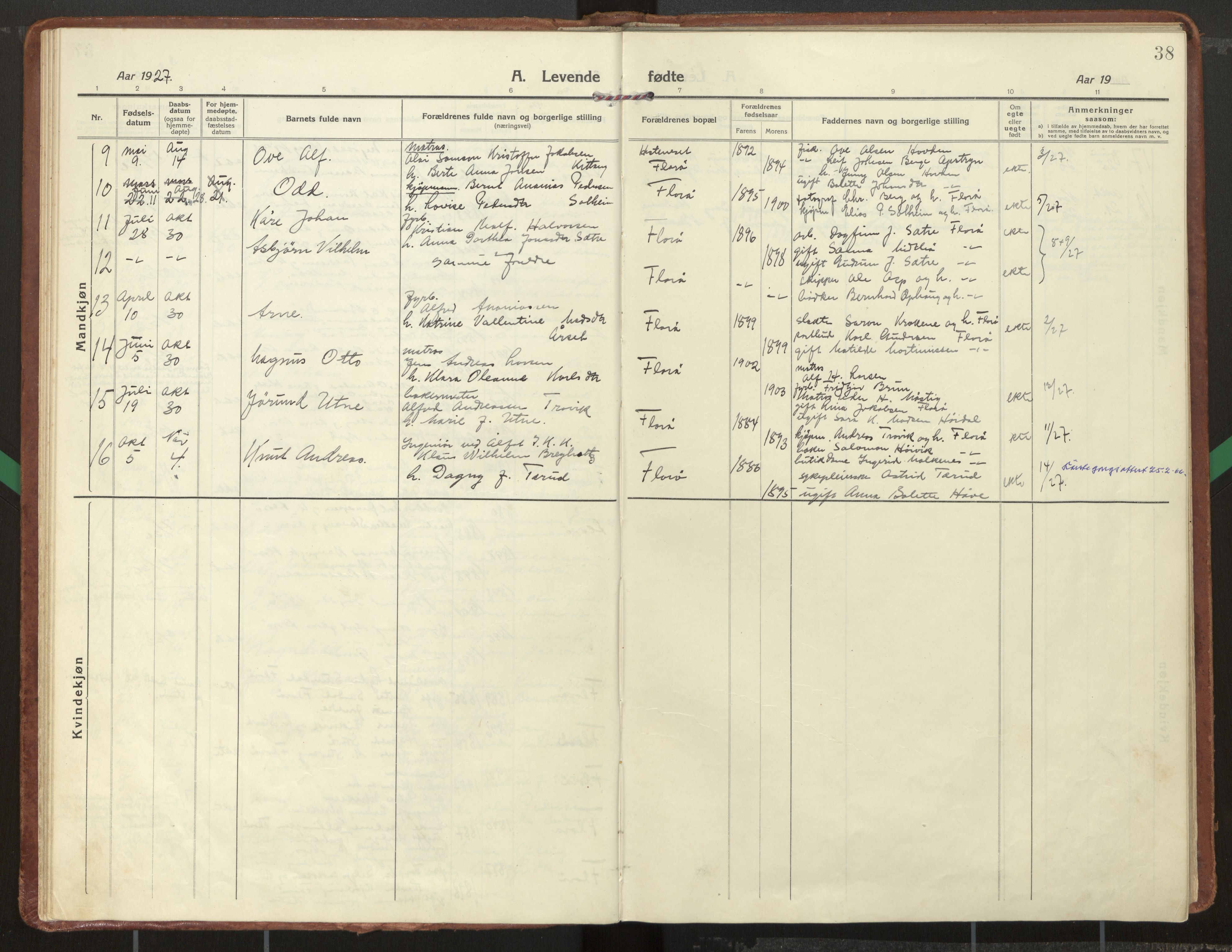 Kinn sokneprestembete, SAB/A-80801/H/Haa/Haac/L0003: Parish register (official) no. C 3, 1917-1934, p. 38