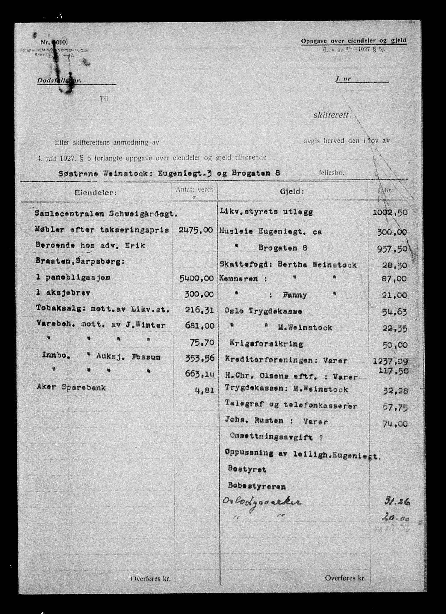 Justisdepartementet, Tilbakeføringskontoret for inndratte formuer, AV/RA-S-1564/H/Hc/Hcc/L0986: --, 1945-1947, p. 101