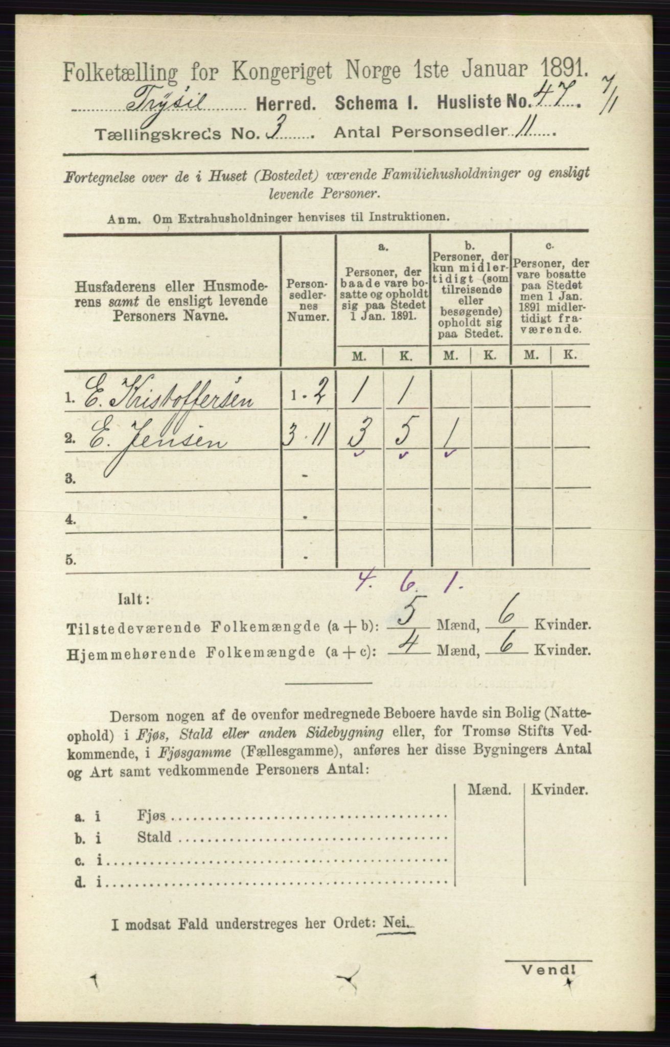 RA, 1891 census for 0428 Trysil, 1891, p. 1317