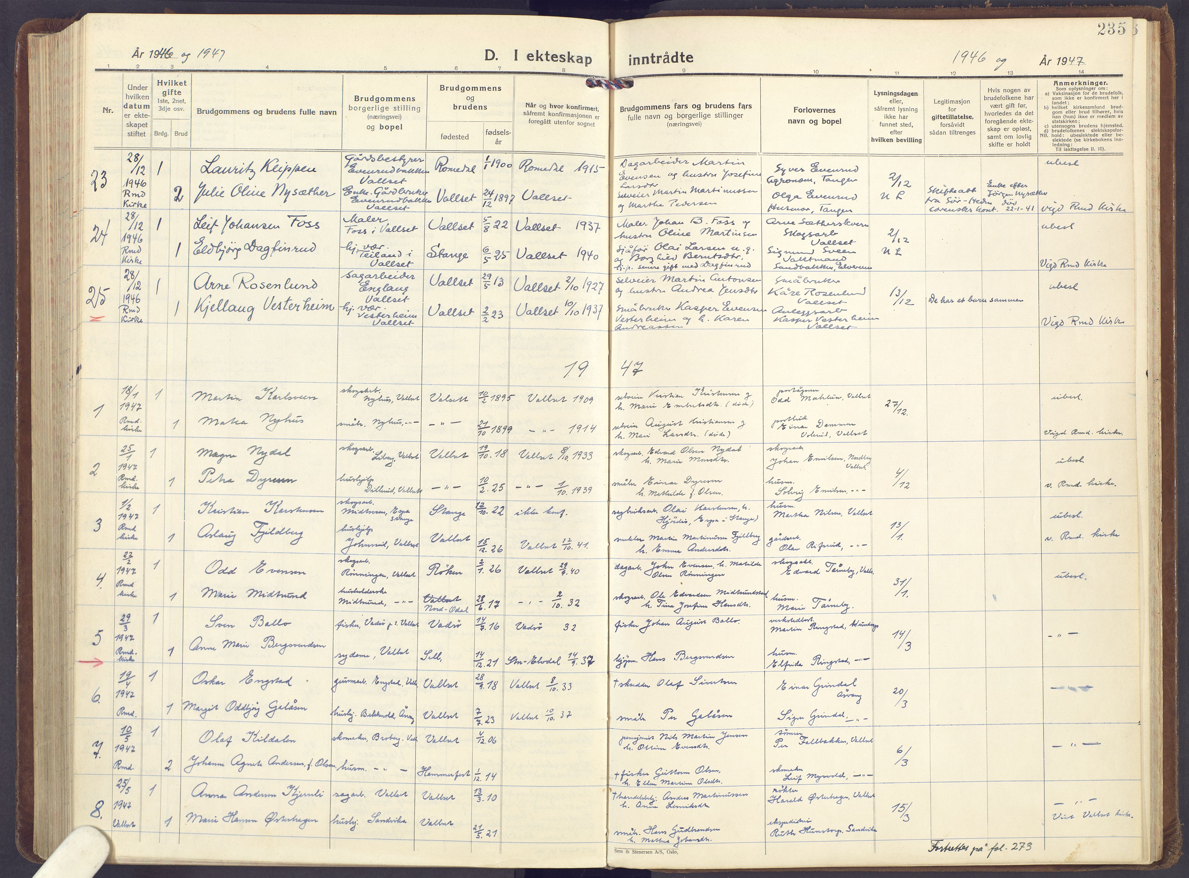 Romedal prestekontor, SAH/PREST-004/K/L0013: Parish register (official) no. 13, 1930-1949, p. 235