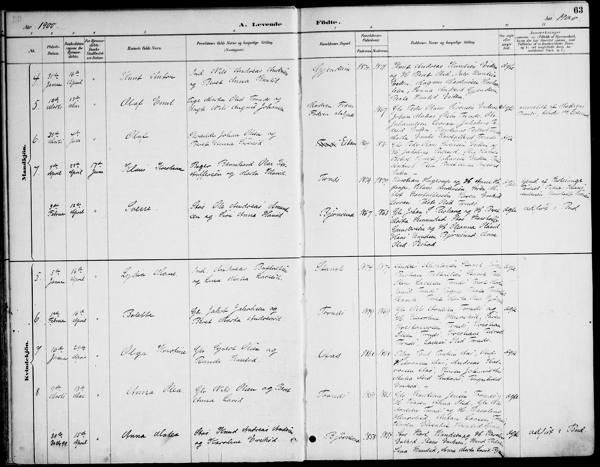 Ministerialprotokoller, klokkerbøker og fødselsregistre - Møre og Romsdal, AV/SAT-A-1454/565/L0750: Parish register (official) no. 565A04, 1887-1905, p. 63