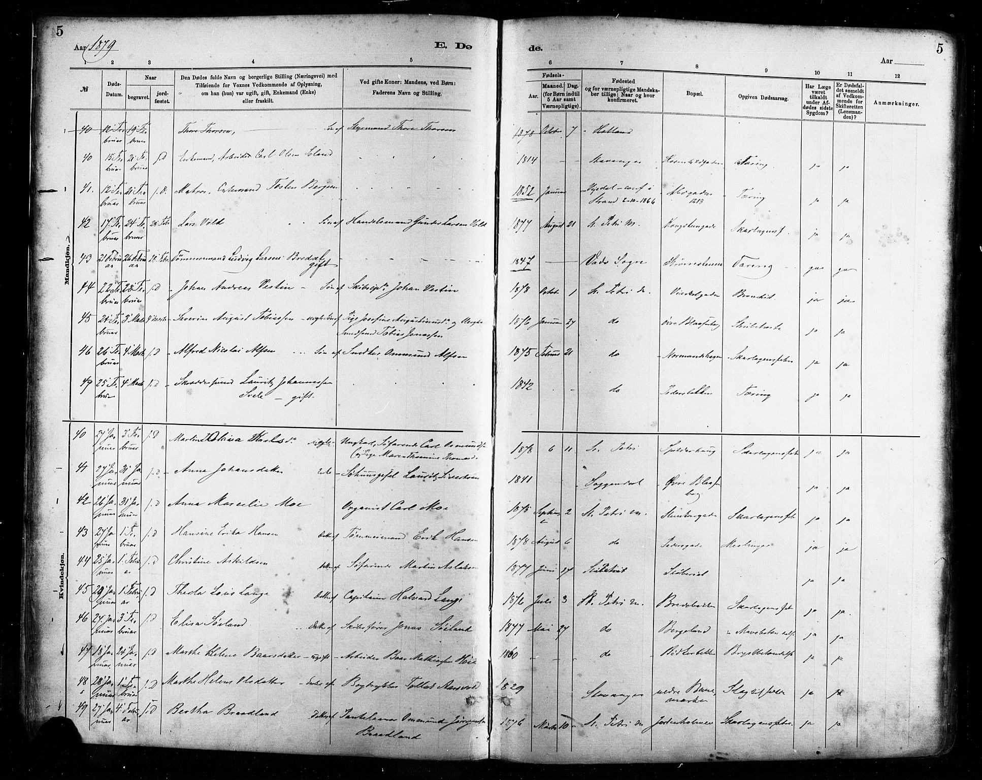 St. Petri sokneprestkontor, AV/SAST-A-101813/001/30/30BA/L0017: Parish register (official) no. A 17, 1879-1895, p. 5