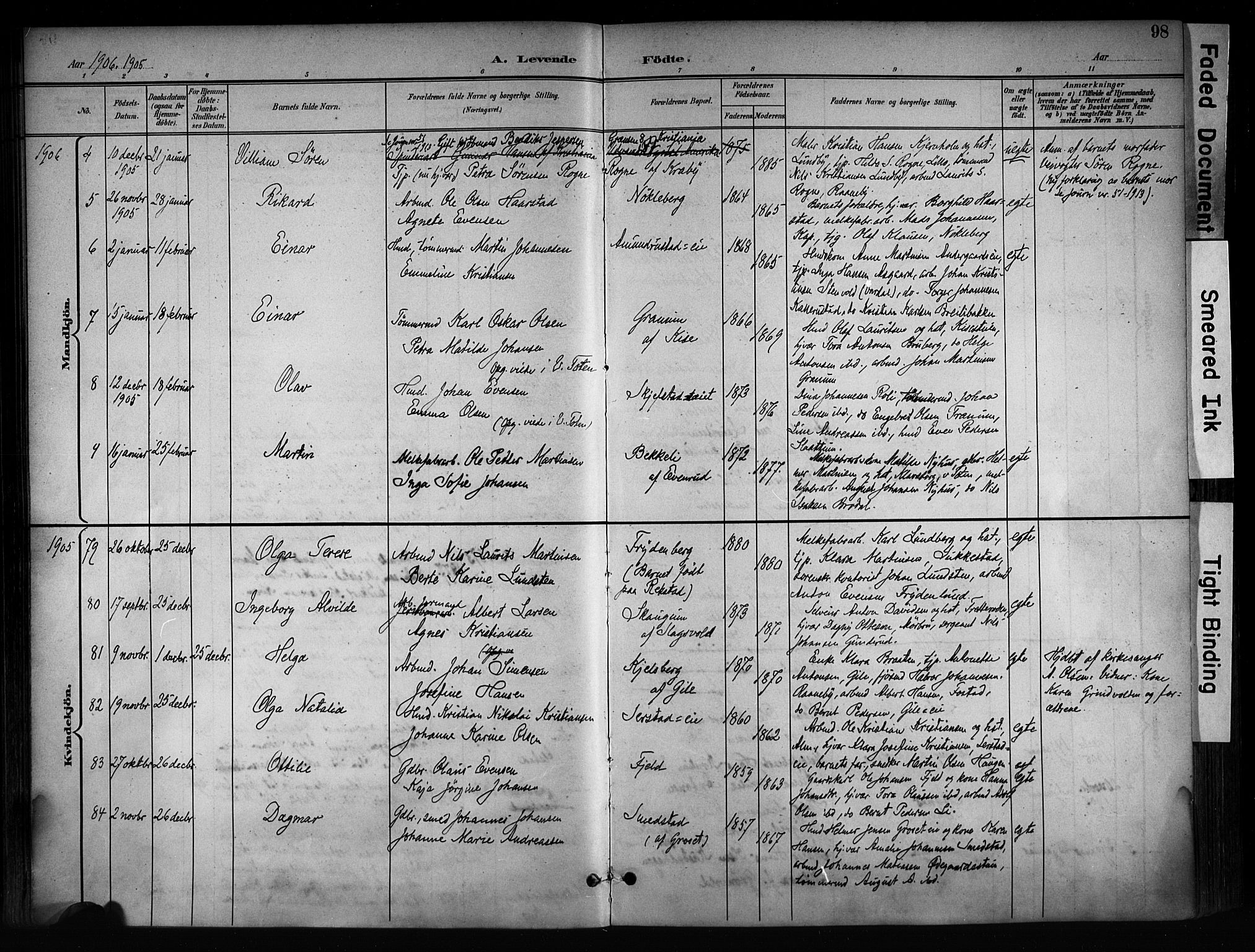 Østre Toten prestekontor, SAH/PREST-104/H/Ha/Haa/L0008: Parish register (official) no. 8, 1897-1909, p. 98