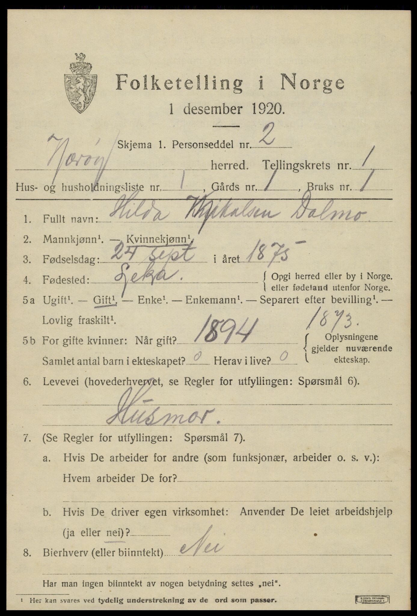 SAT, 1920 census for Nærøy, 1920, p. 729