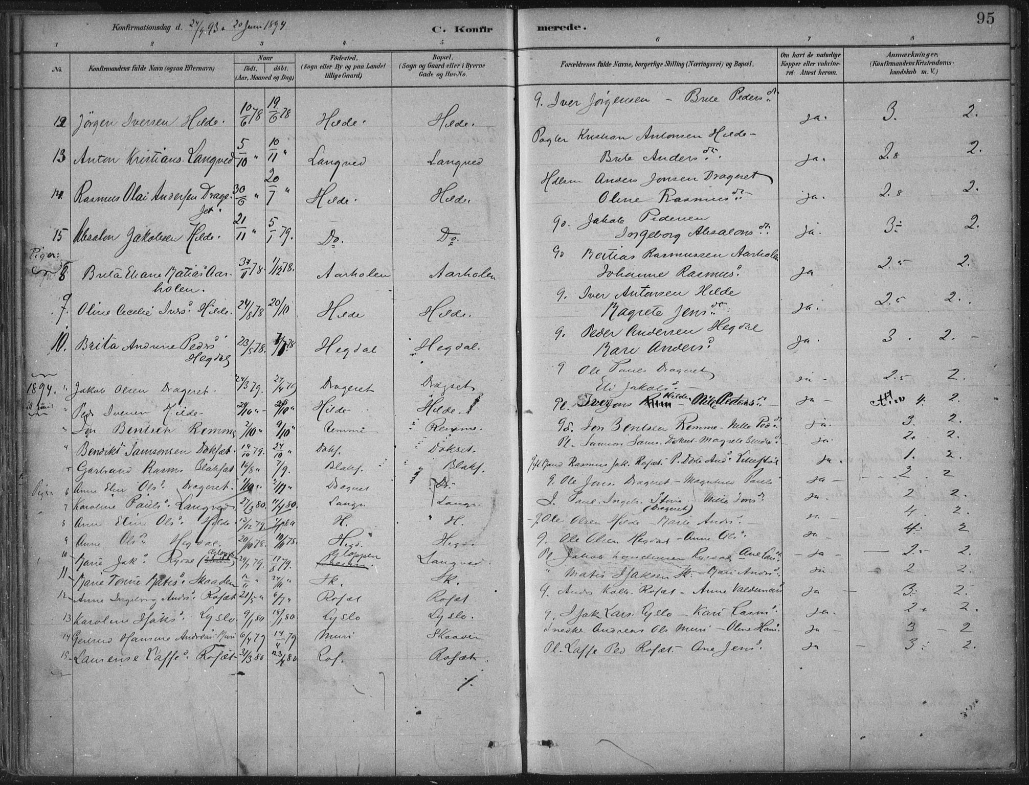 Innvik sokneprestembete, AV/SAB-A-80501: Parish register (official) no. B  1, 1879-1902, p. 95