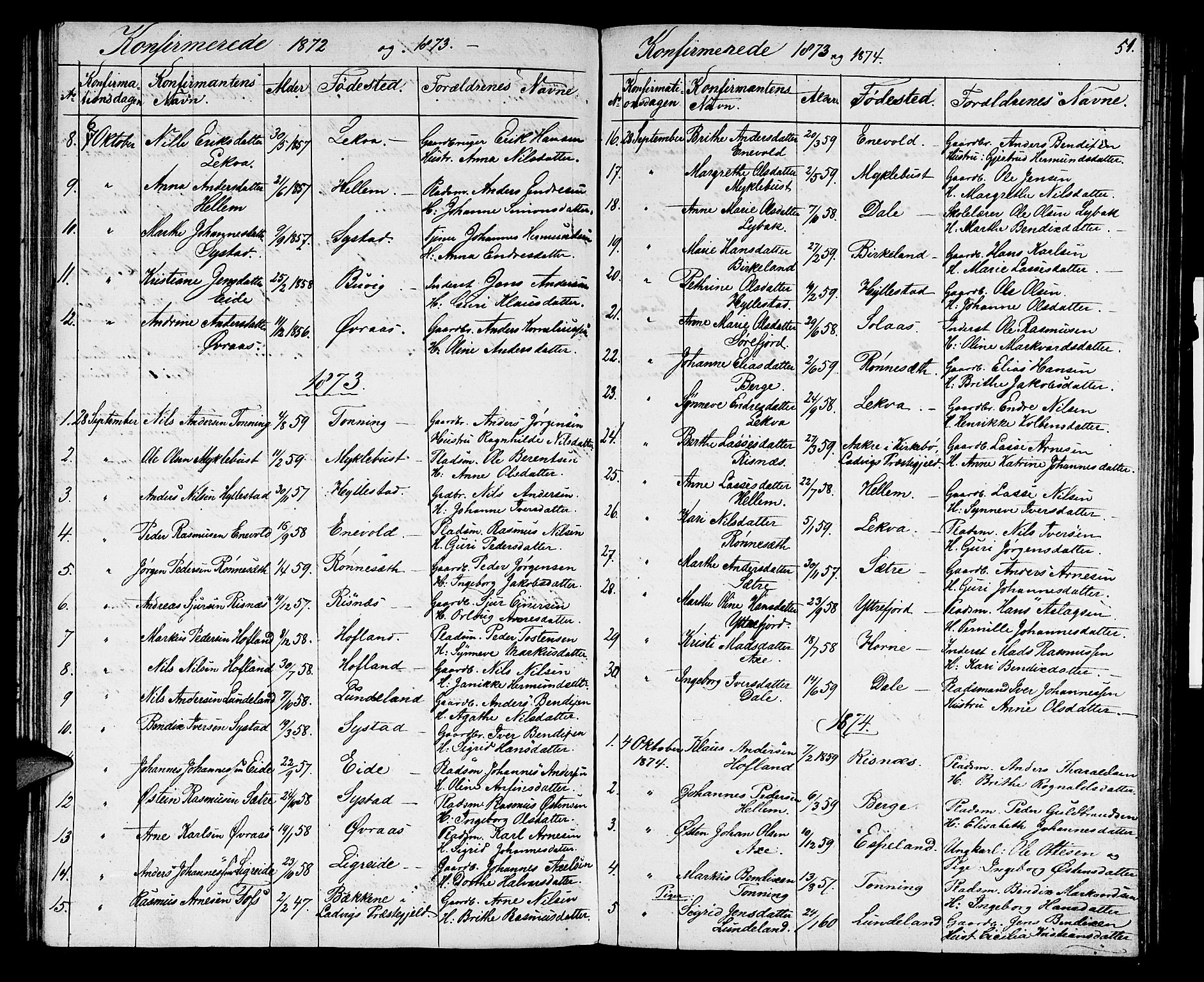 Hyllestad sokneprestembete, SAB/A-80401: Parish register (copy) no. A 1, 1853-1875, p. 51