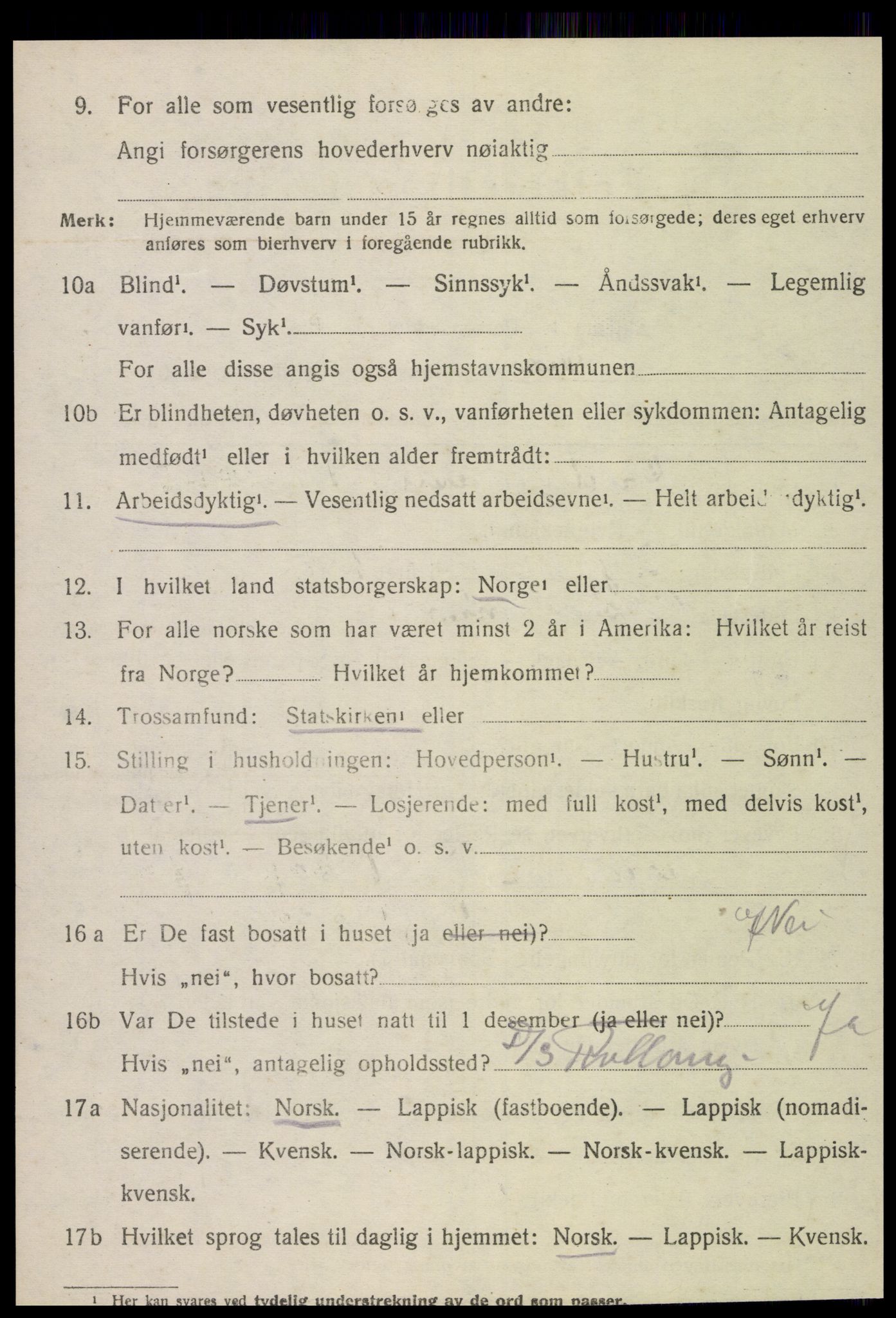 SAT, 1920 census for Vikna, 1920, p. 3254