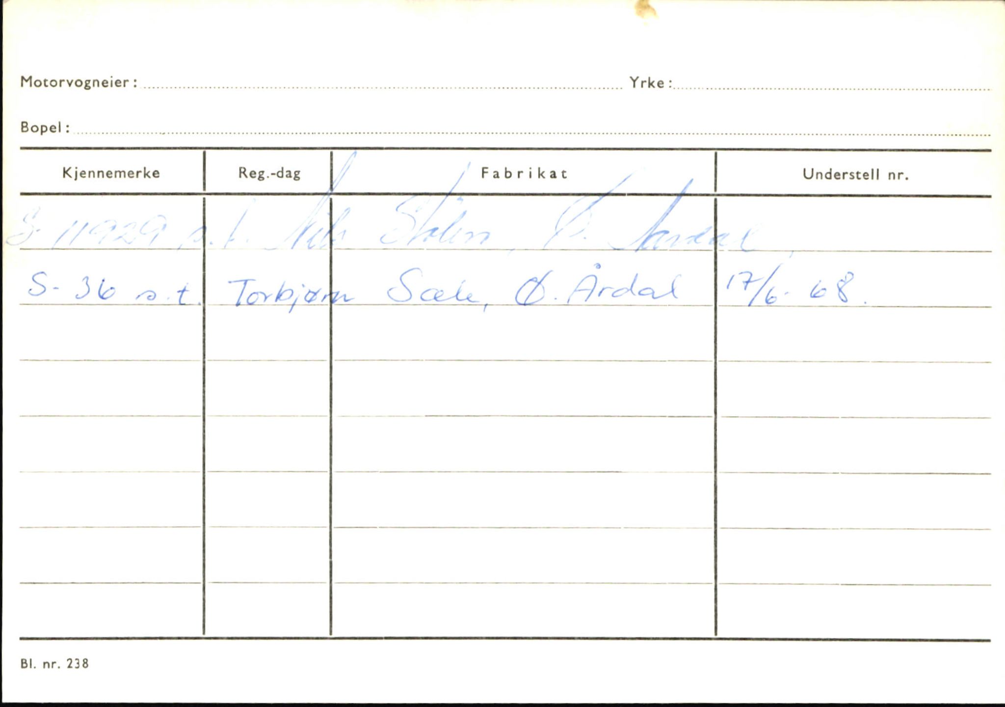 Statens vegvesen, Sogn og Fjordane vegkontor, AV/SAB-A-5301/4/F/L0146: Registerkort Årdal R-Å samt diverse kort, 1945-1975, p. 759