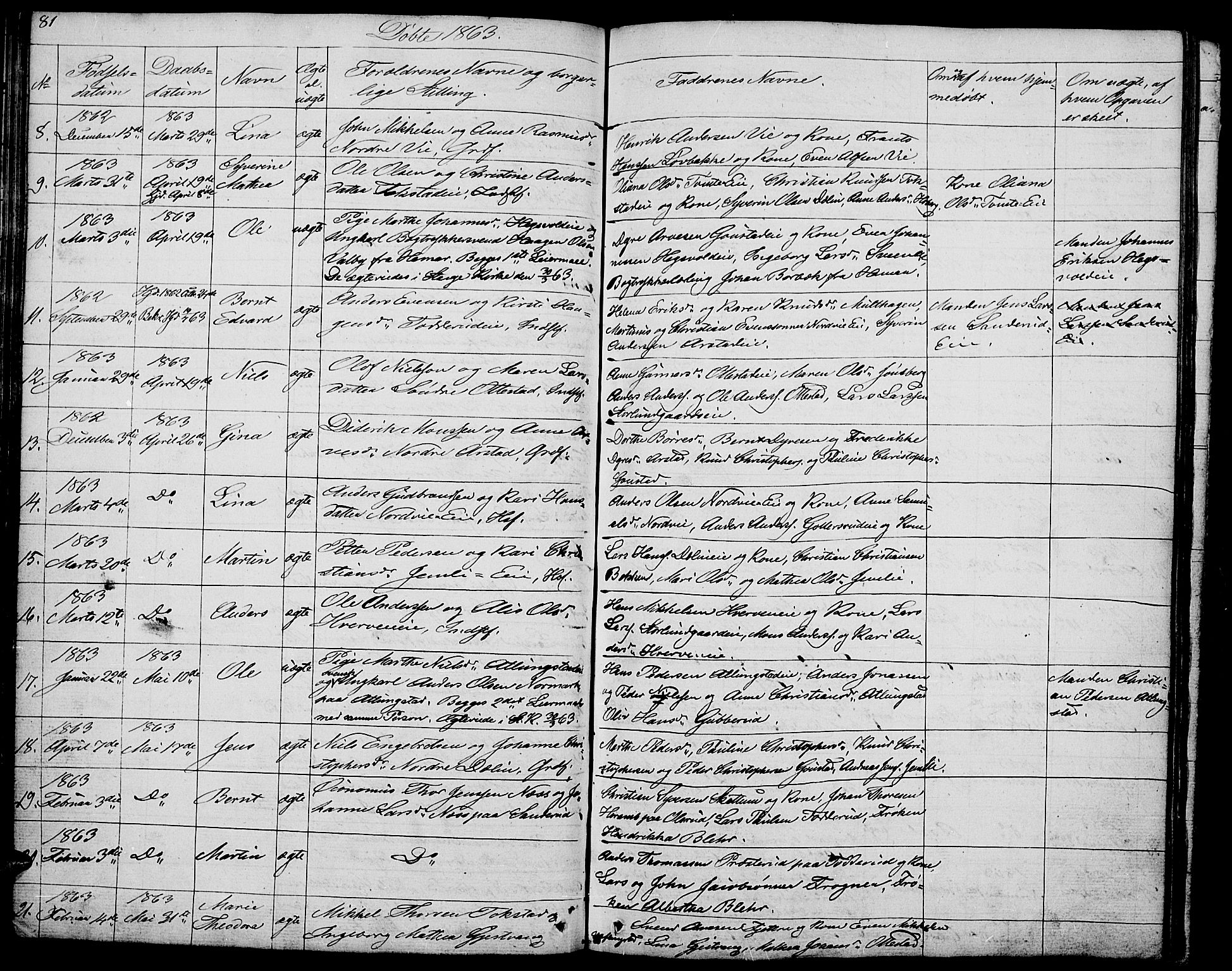 Stange prestekontor, AV/SAH-PREST-002/L/L0002: Parish register (copy) no. 2, 1838-1879, p. 81