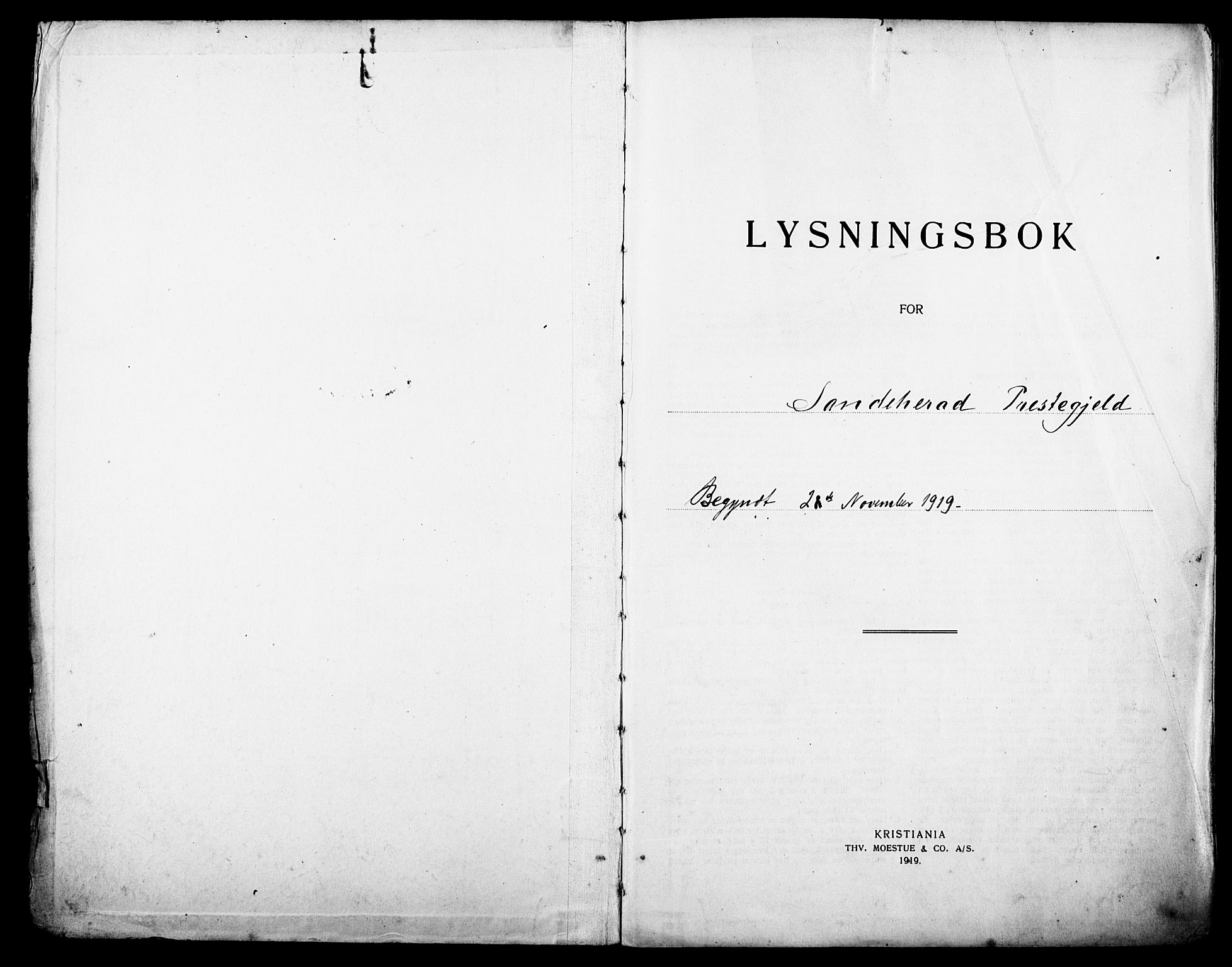 Sandar kirkebøker, SAKO/A-243/H/Ha/L0005: Banns register no. 5, 1919-1931