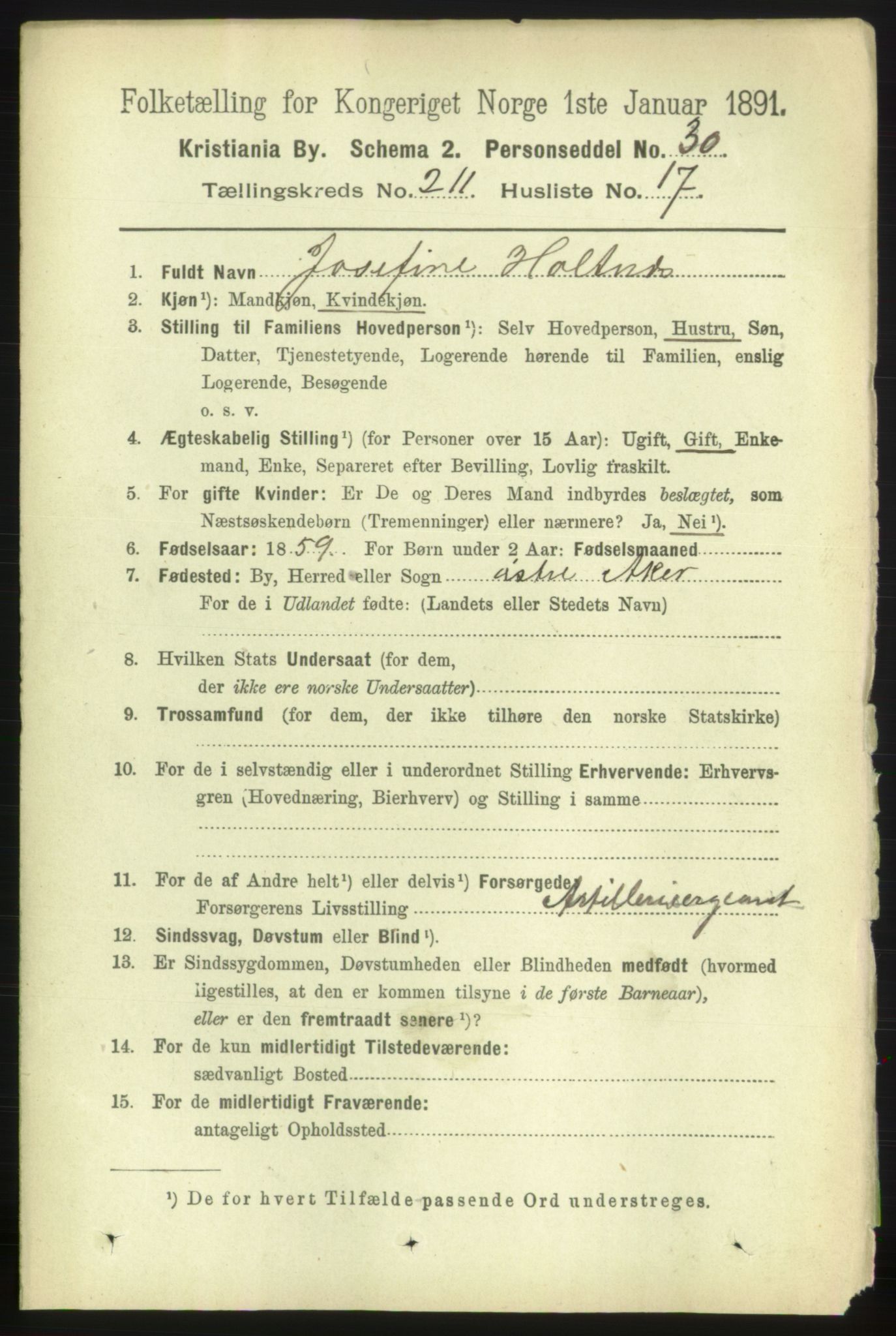 RA, 1891 census for 0301 Kristiania, 1891, p. 126273