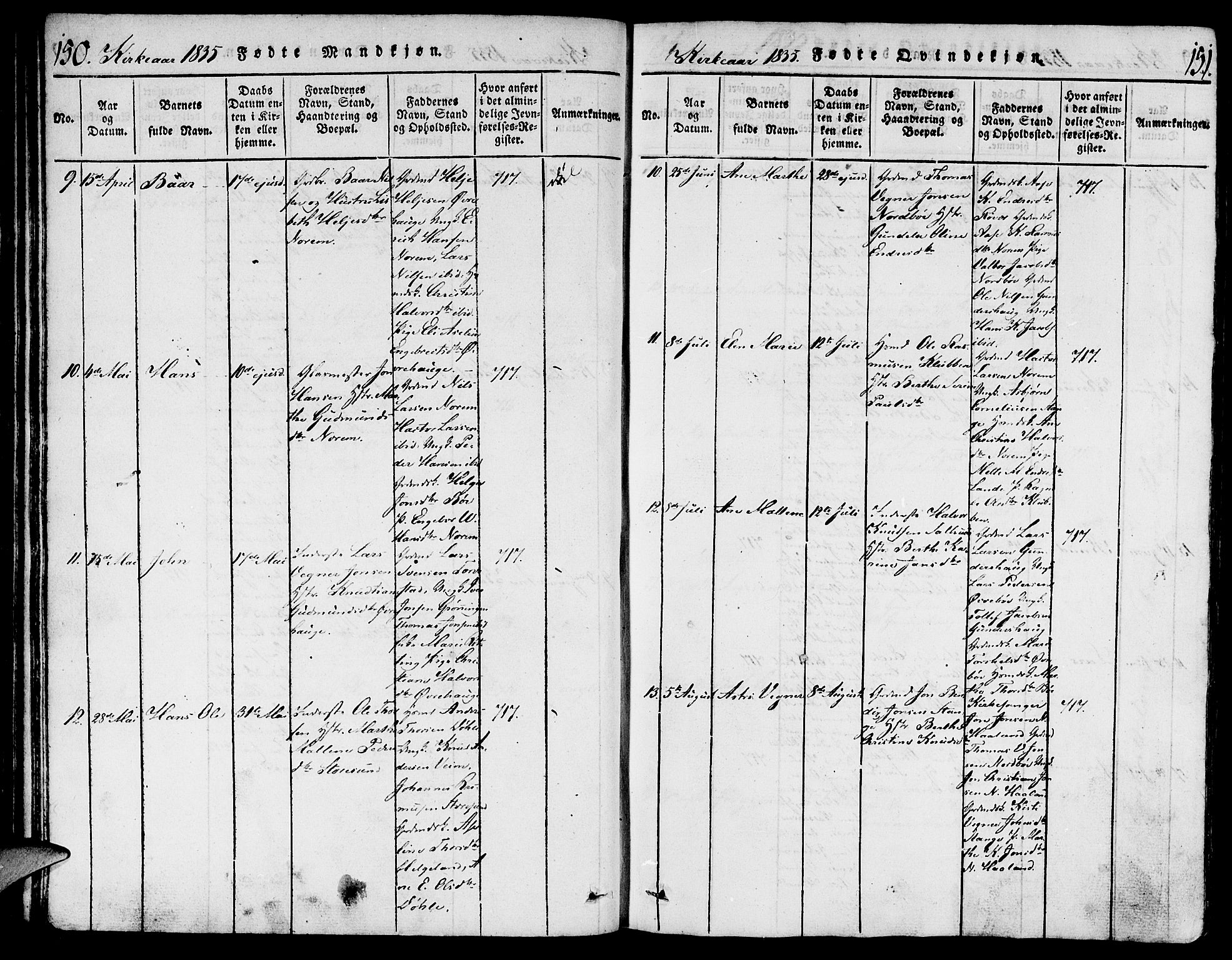 Torvastad sokneprestkontor, AV/SAST-A -101857/H/Ha/Haa/L0004: Parish register (official) no. A 3 /1, 1817-1836, p. 150-151