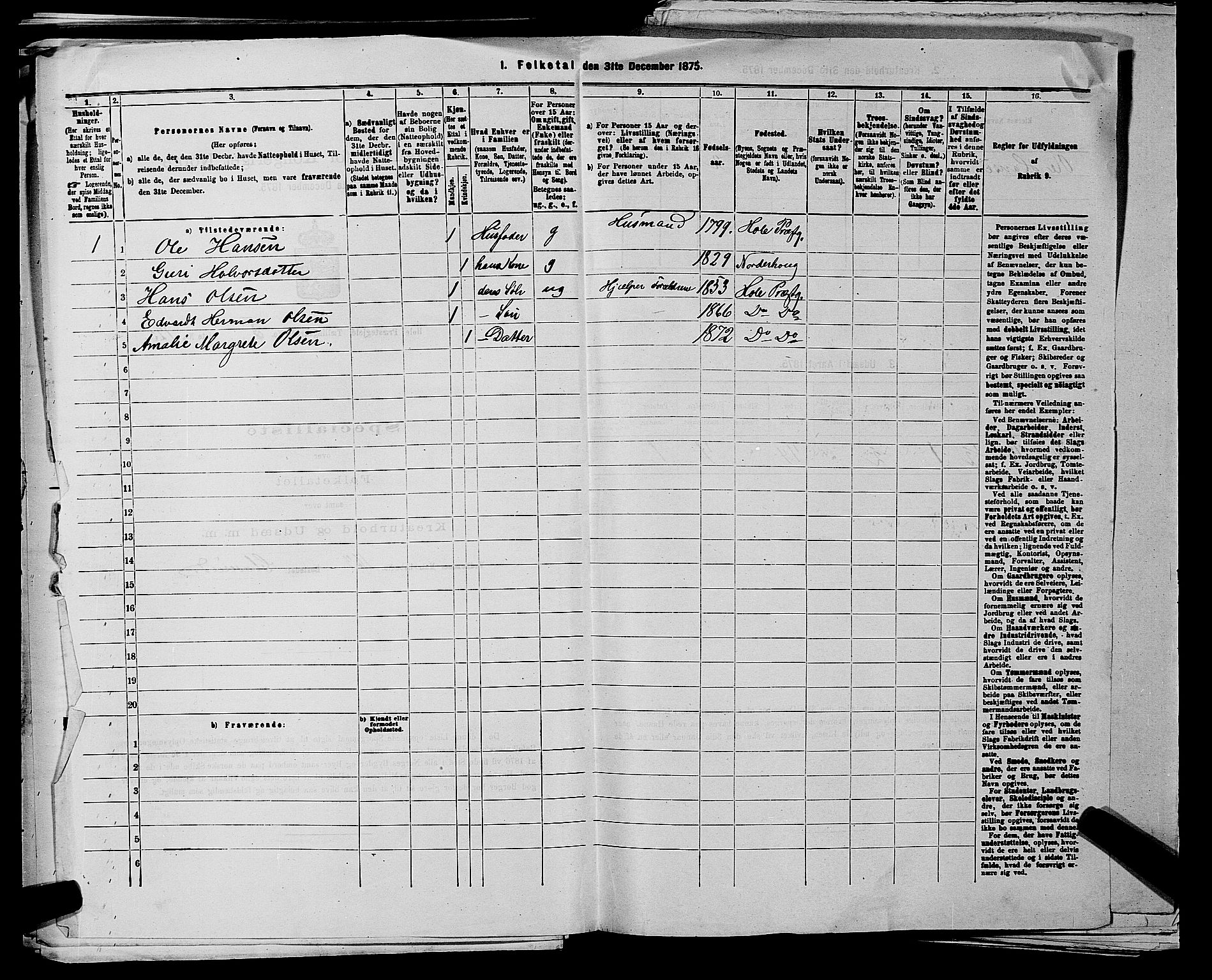 SAKO, 1875 census for 0612P Hole, 1875, p. 1115