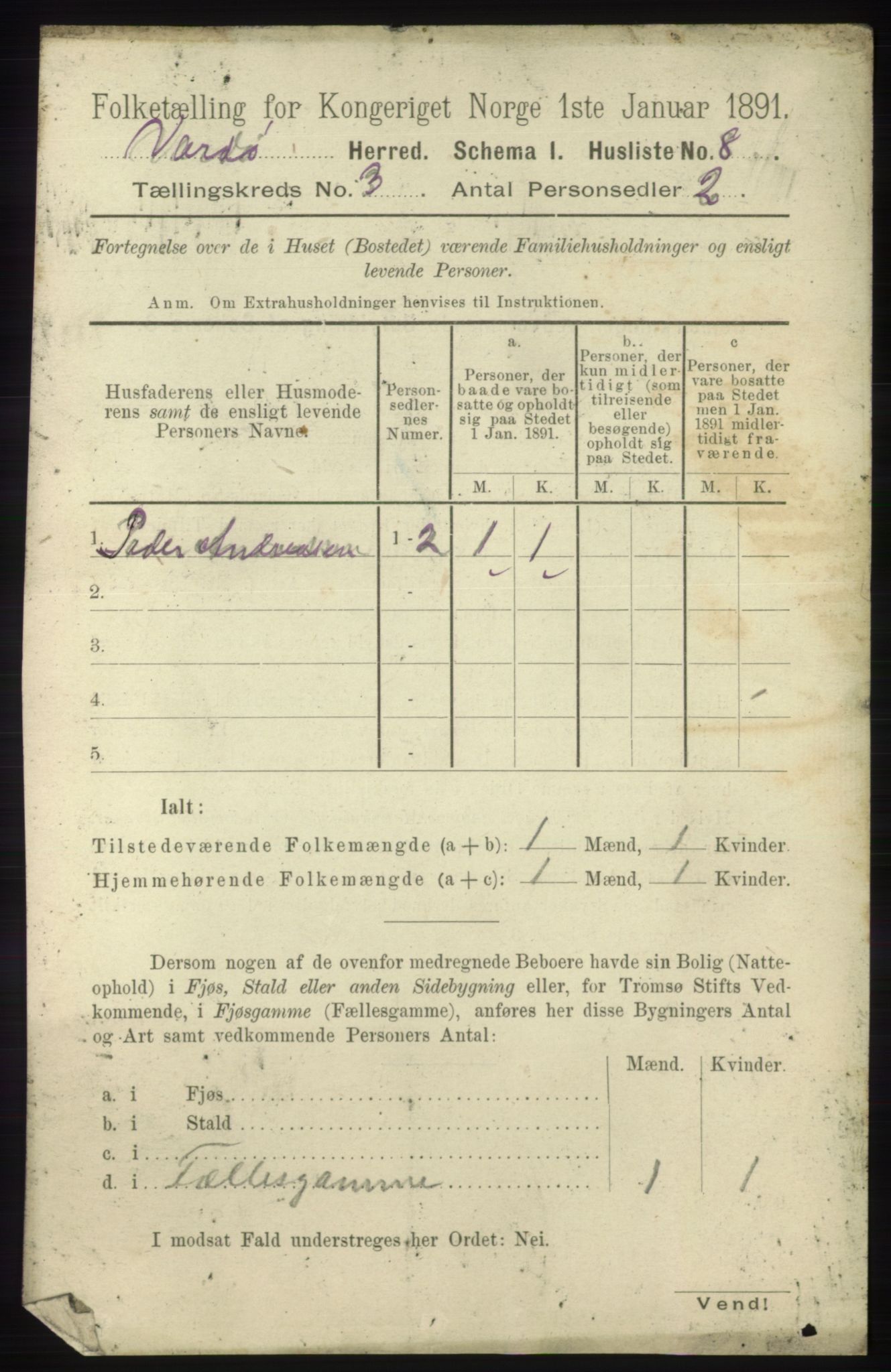RA, 1891 census for 2028 Vardø, 1891, p. 788