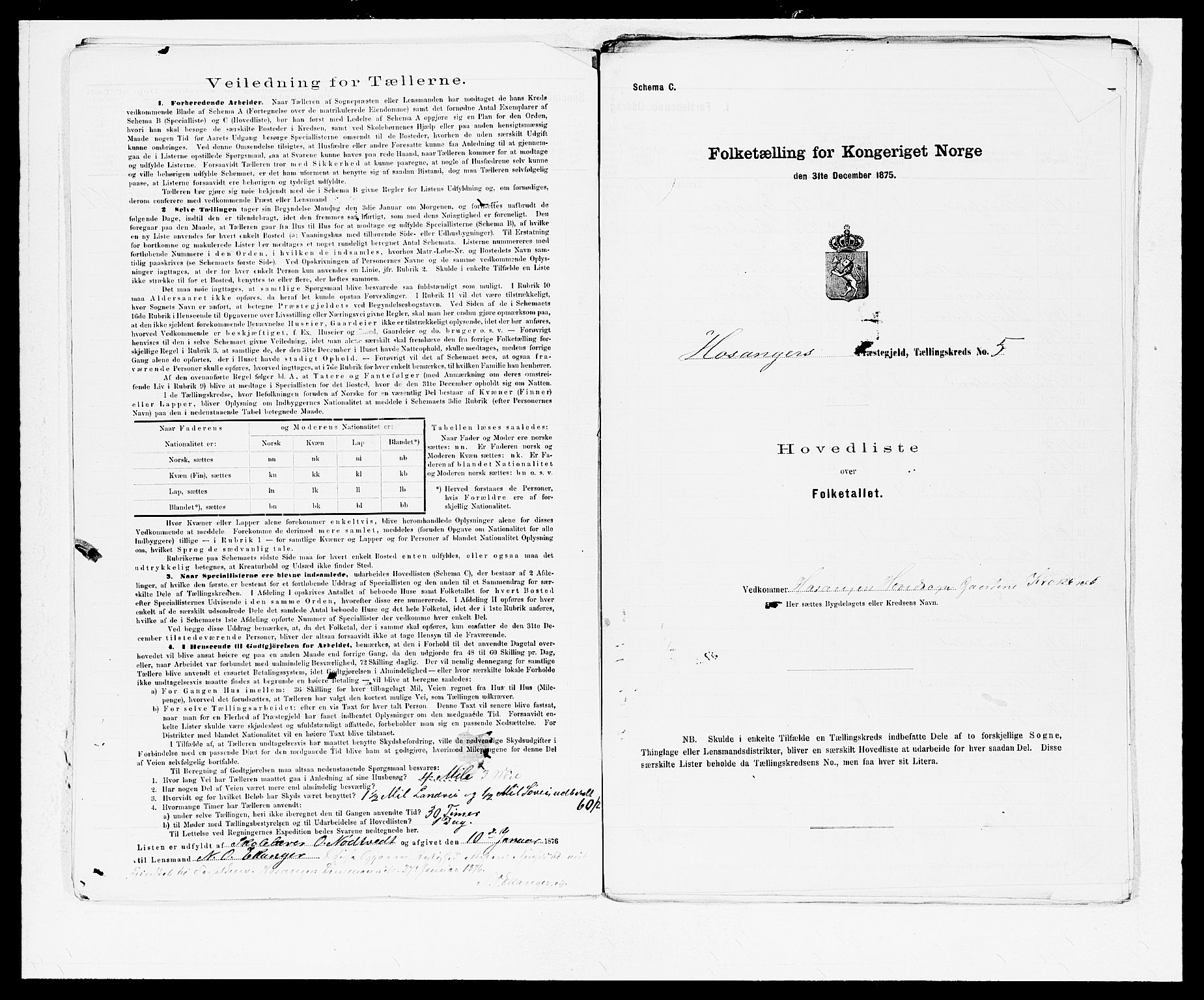 SAB, 1875 census for 1253P Hosanger, 1875, p. 10