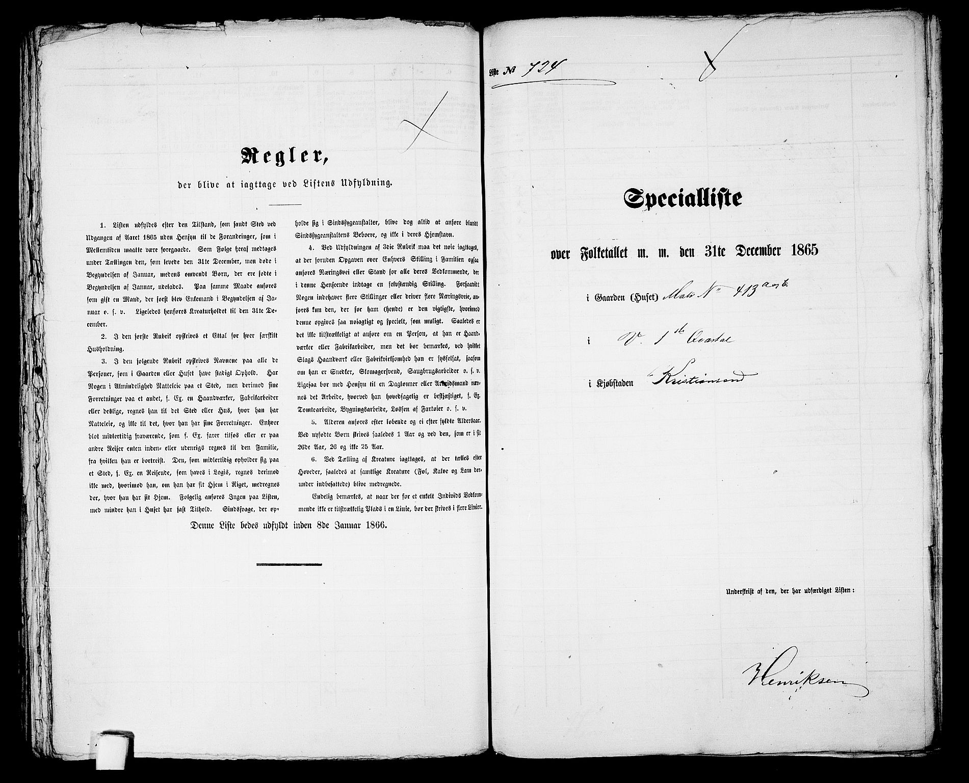 RA, 1865 census for Kristiansand, 1865, p. 1483