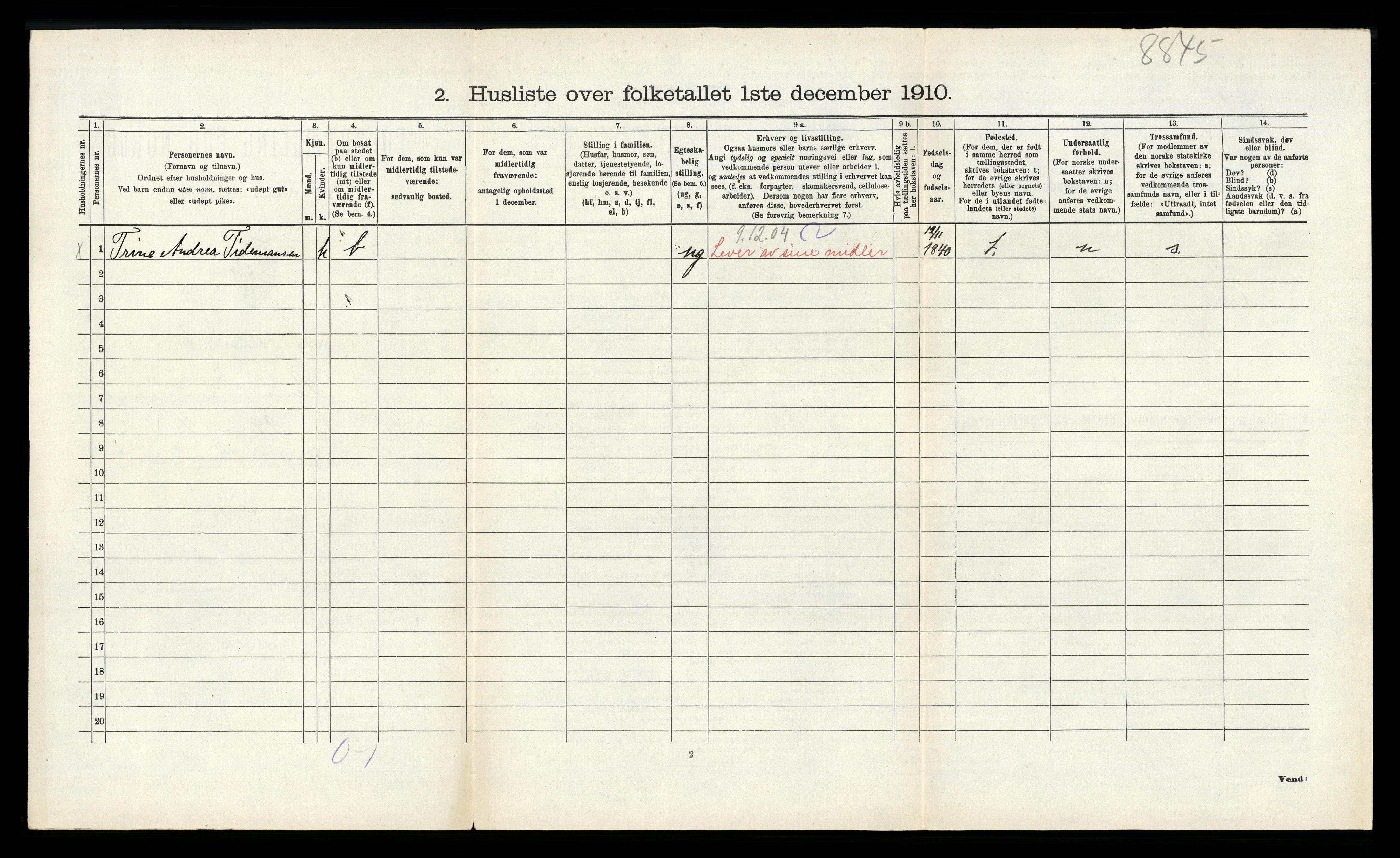 RA, 1910 census for Sem, 1910, p. 1225