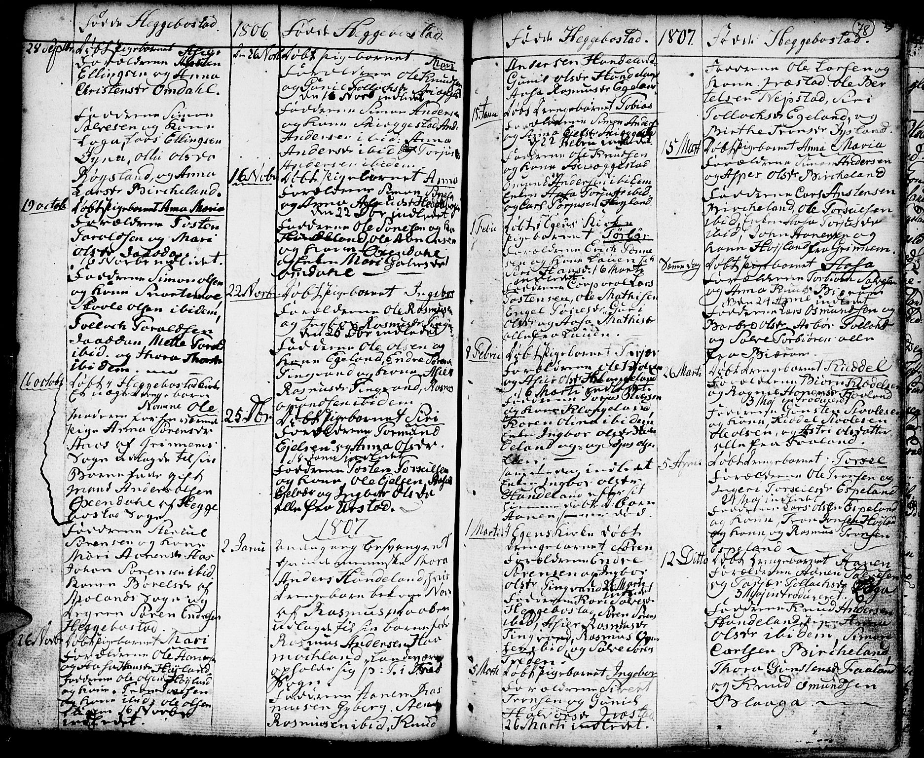 Hægebostad sokneprestkontor, SAK/1111-0024/F/Fa/Faa/L0001: Parish register (official) no. A 1 /1, 1760-1820, p. 78
