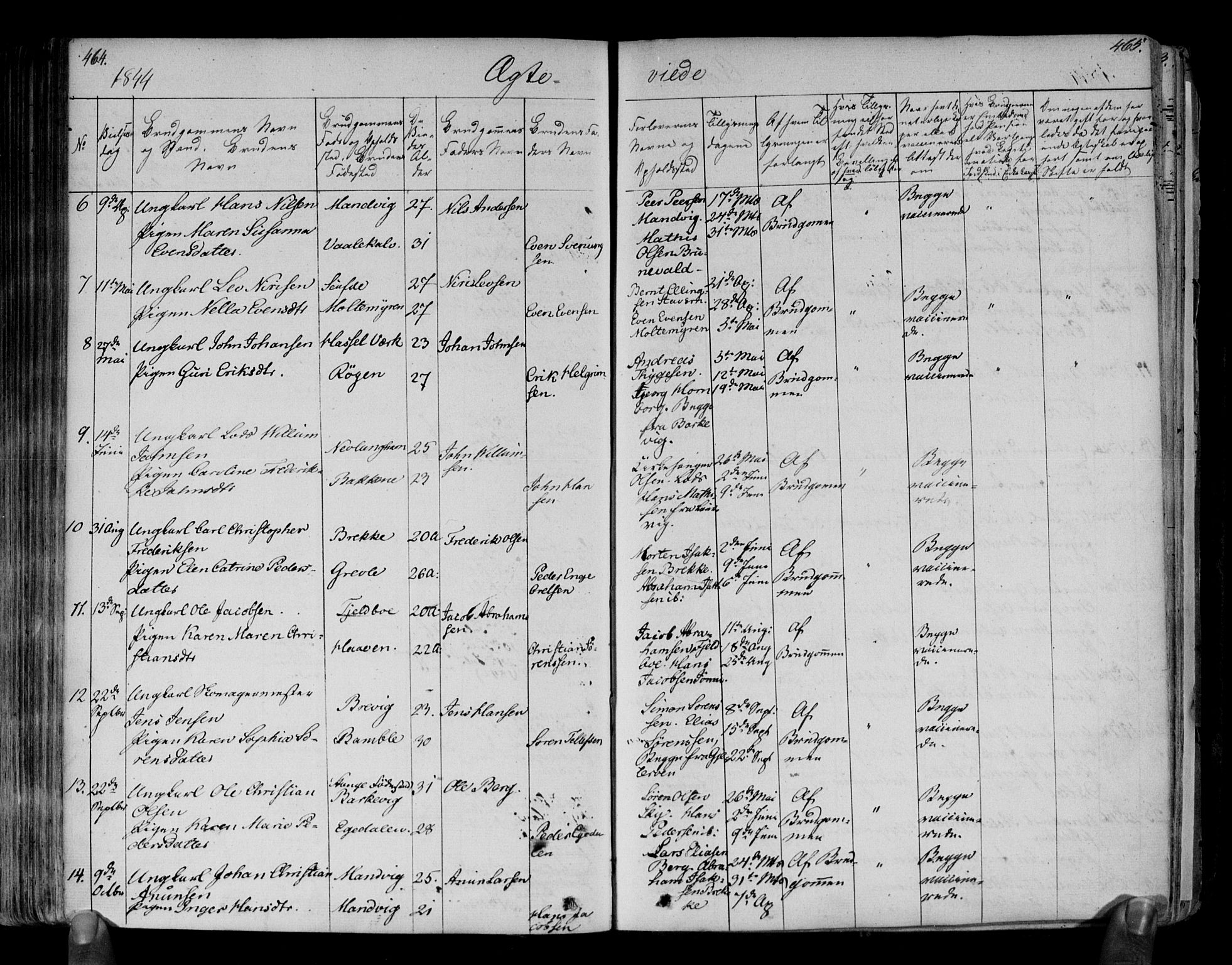 Brunlanes kirkebøker, SAKO/A-342/F/Fa/L0003: Parish register (official) no. I 3, 1834-1845, p. 464-465