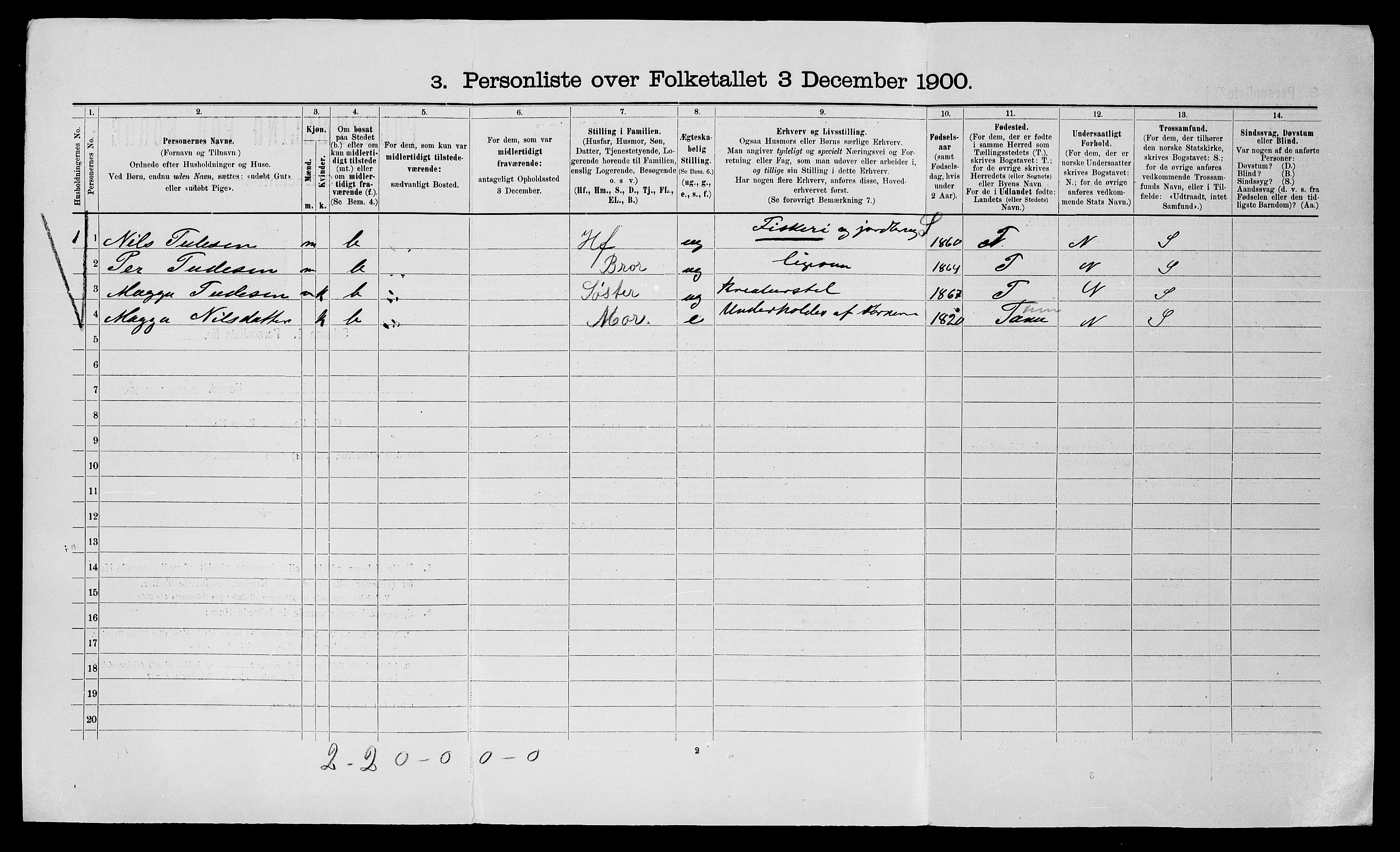 SATØ, 1900 census for Nesseby, 1900, p. 306