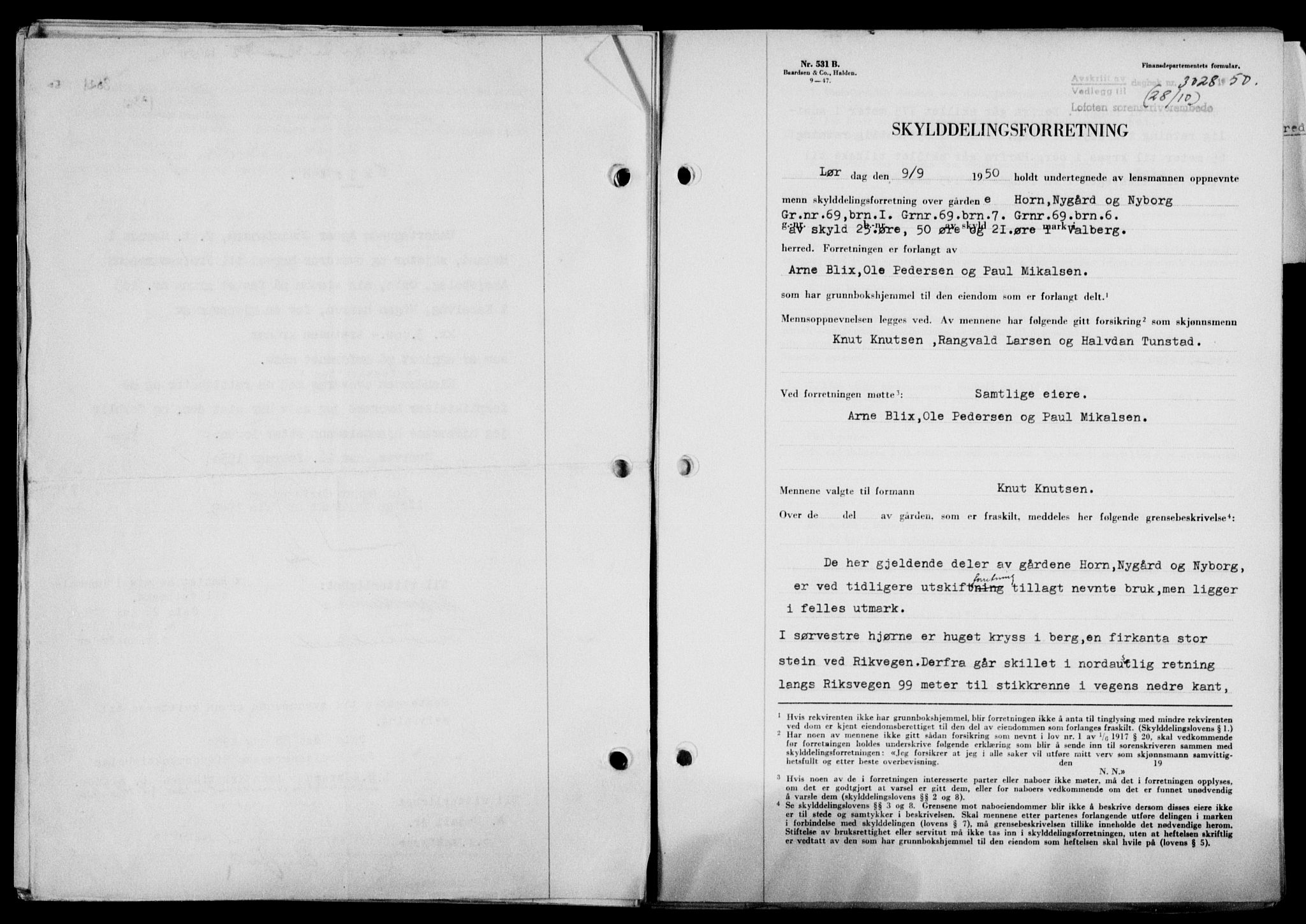 Lofoten sorenskriveri, SAT/A-0017/1/2/2C/L0024a: Mortgage book no. 24a, 1950-1950, Diary no: : 3028/1950