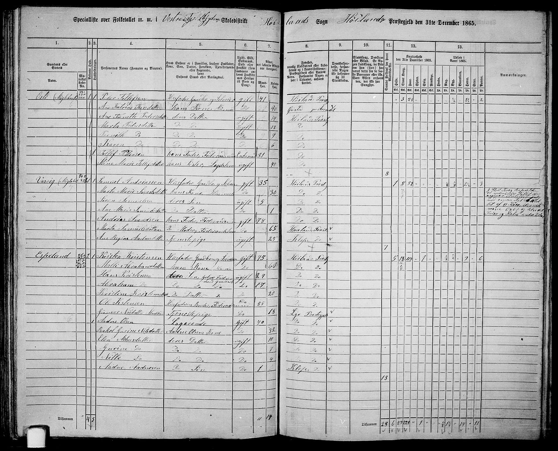 RA, 1865 census for Høyland, 1865, p. 99