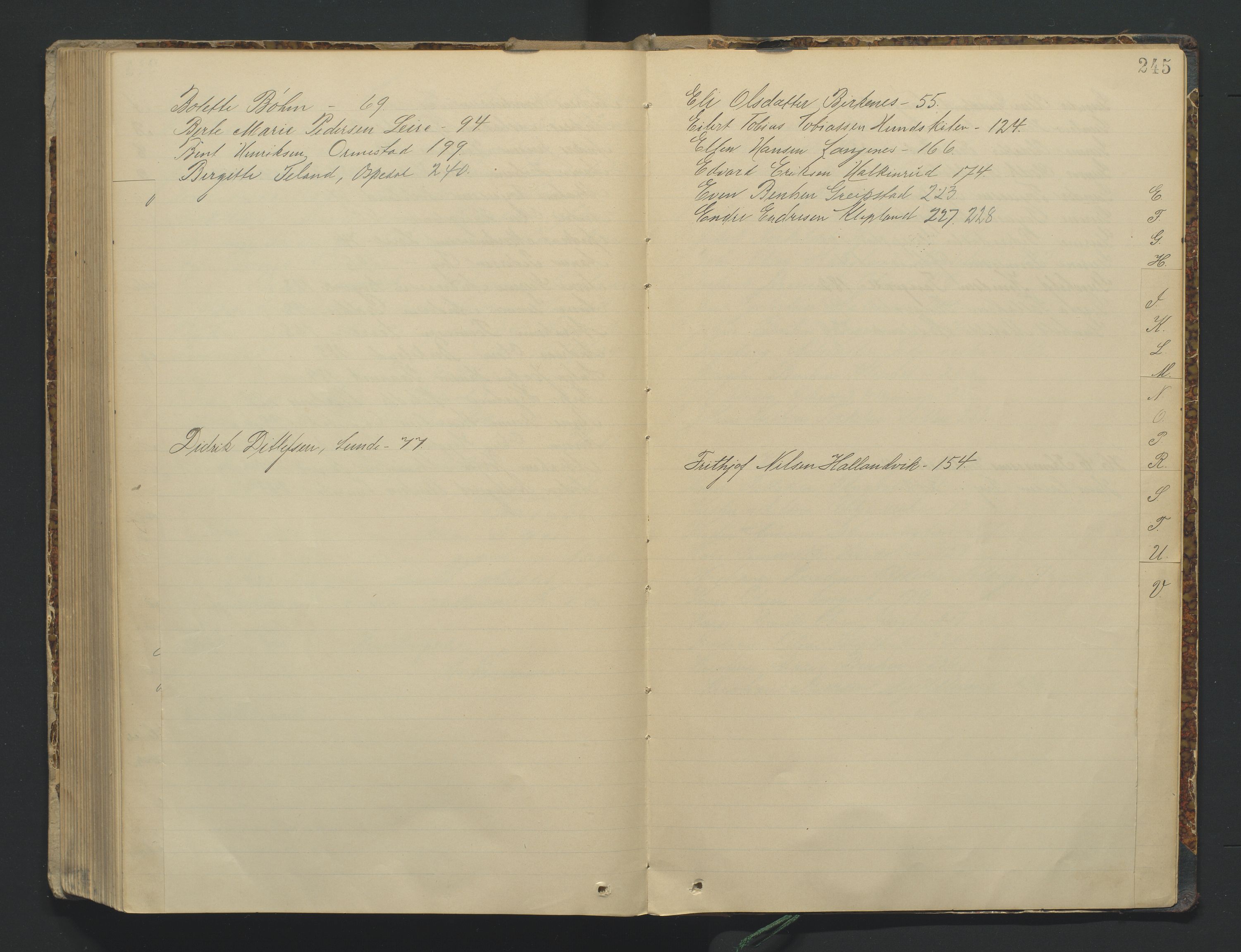 Torridal sorenskriveri, SAK/1221-0012/H/Hc/L0012: Skifteregistreringsprotokoll Søgne og Greipstad lensmannsdistrikt nr. 2, 1903-1918, p. 245