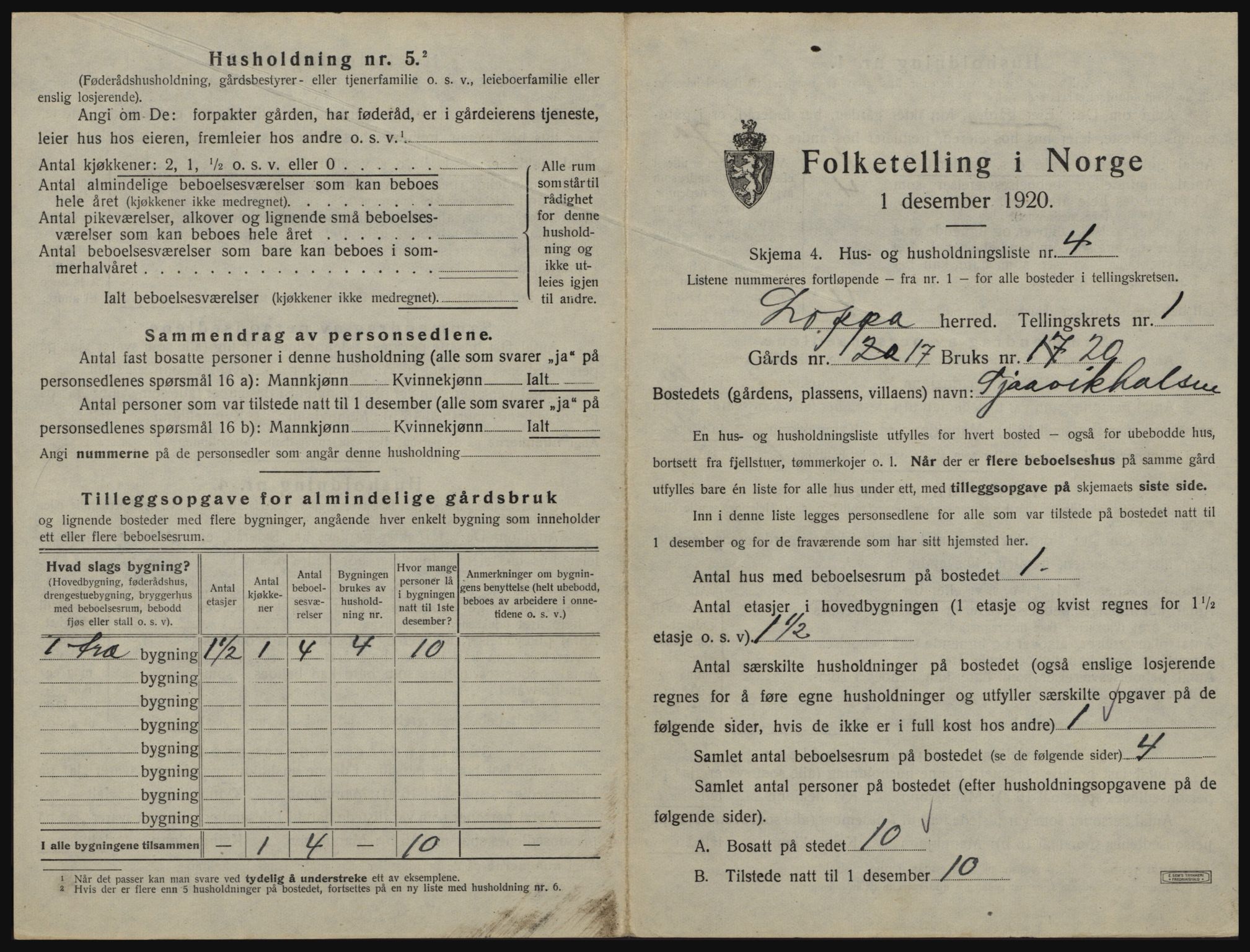 SATØ, 1920 census for Loppa, 1920, p. 40