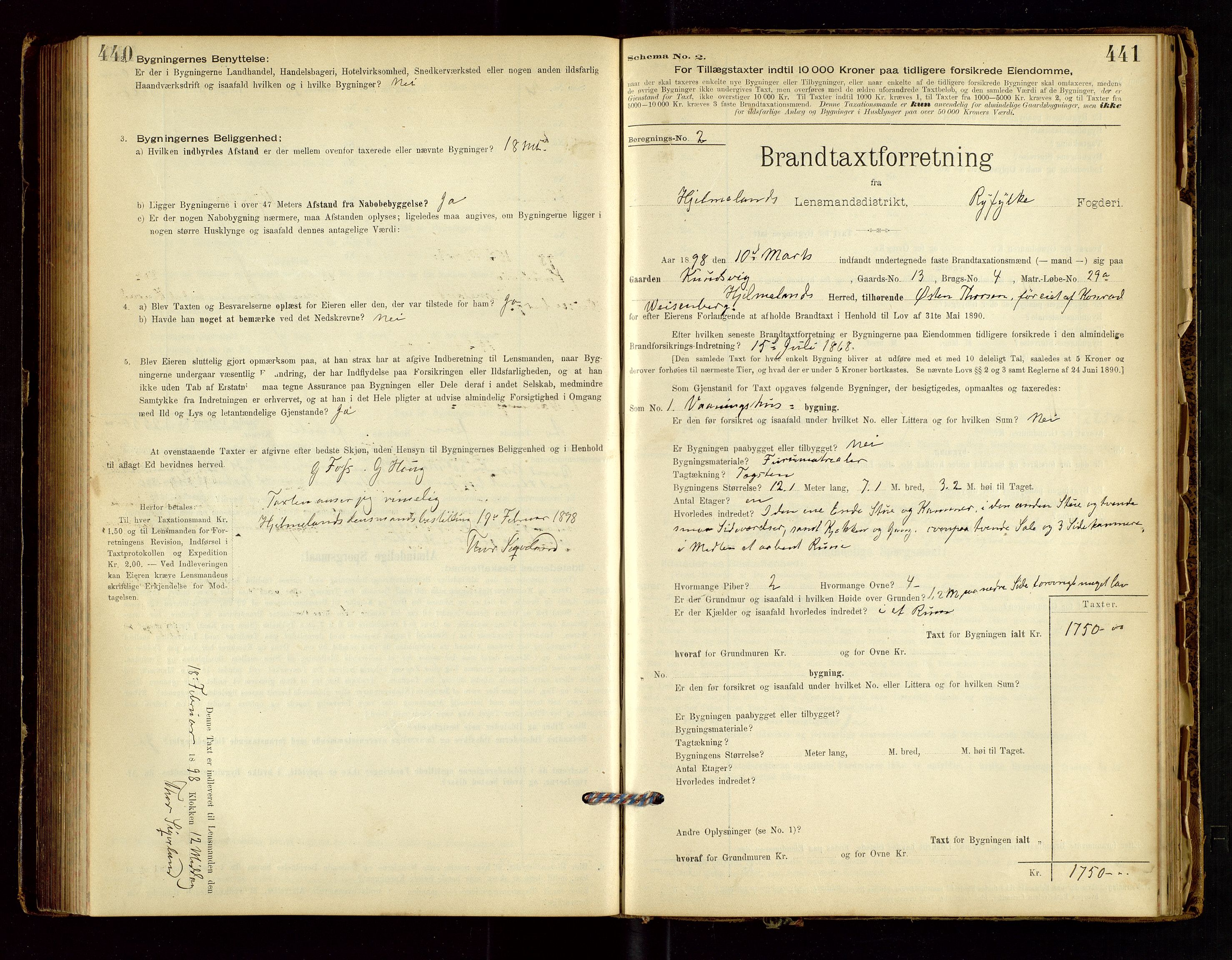 Hjelmeland lensmannskontor, AV/SAST-A-100439/Gob/L0001: "Brandtaxationsprotokol", 1895-1932, p. 440-441