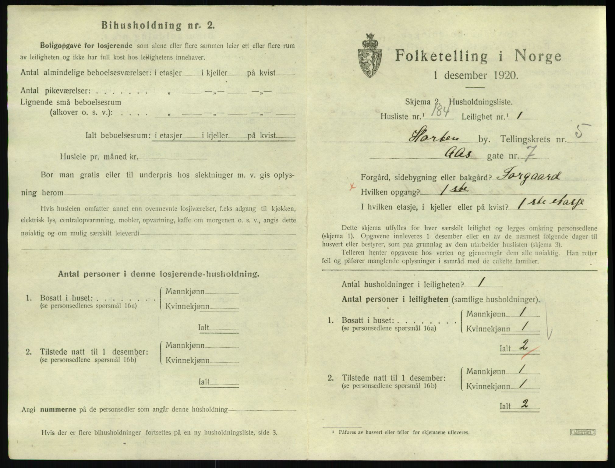 SAKO, 1920 census for Horten, 1920, p. 6291