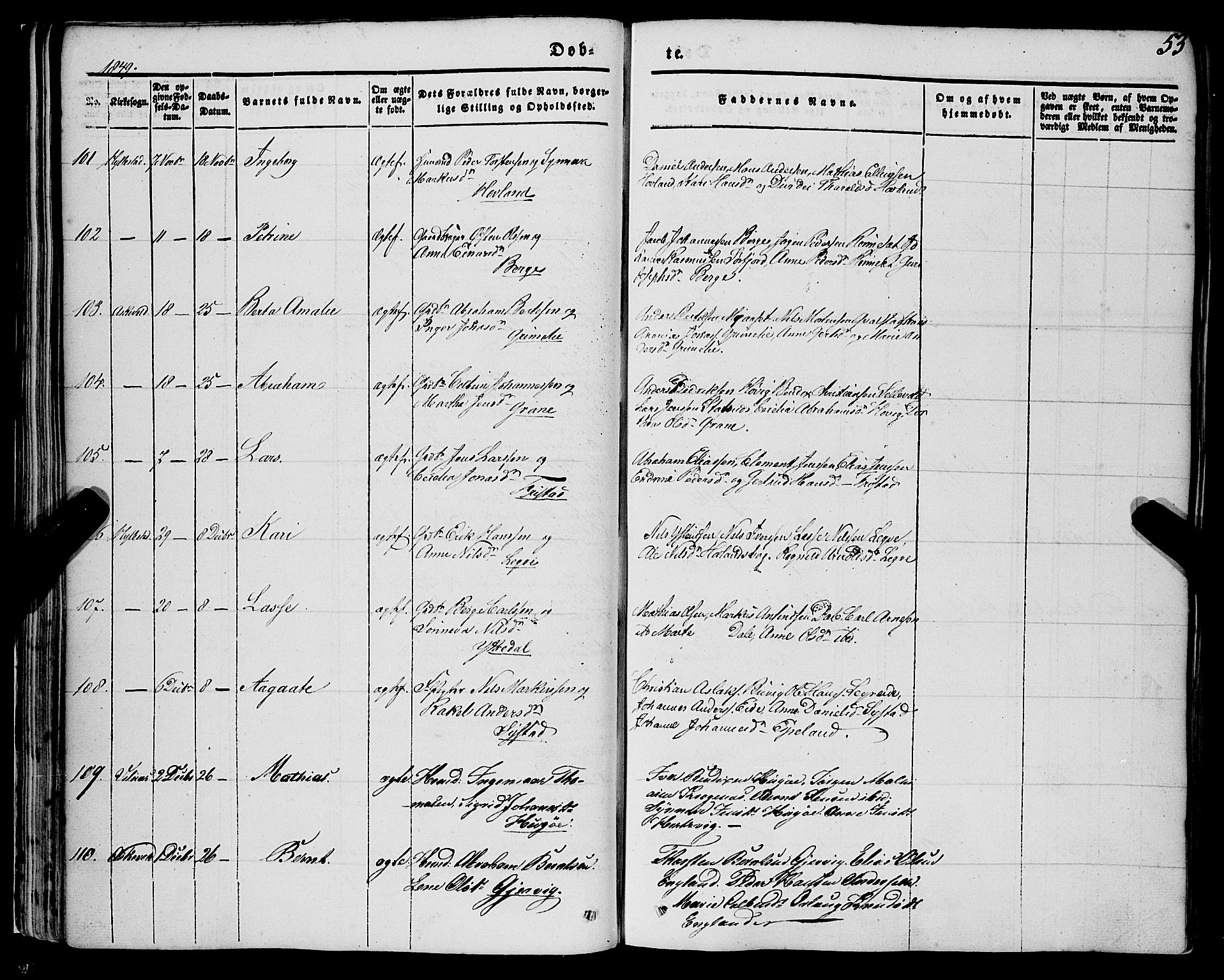 Askvoll sokneprestembete, AV/SAB-A-79501/H/Haa/Haaa/L0011/0001: Parish register (official) no. A 11 I, 1845-1864, p. 53