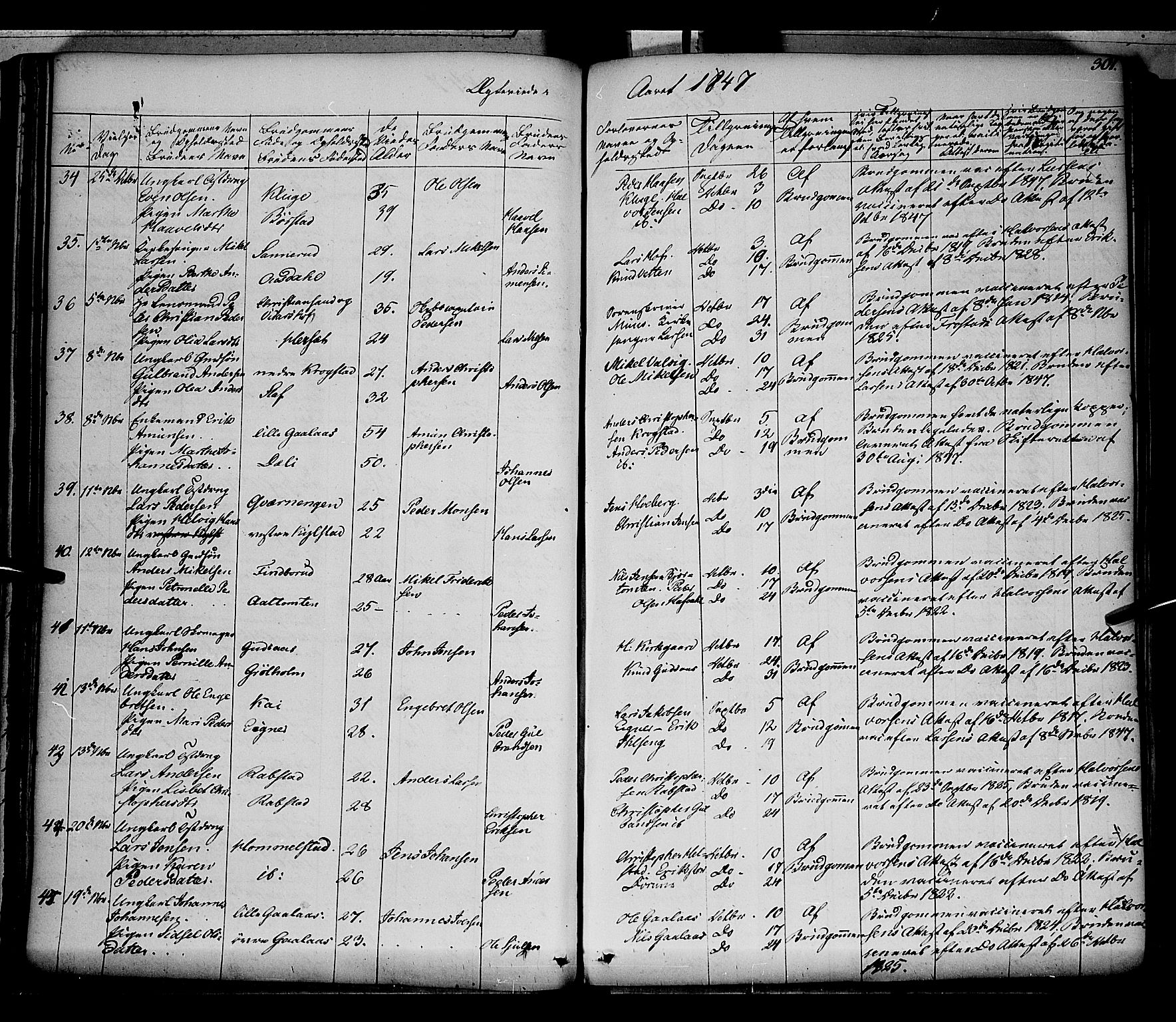 Vang prestekontor, Hedmark, AV/SAH-PREST-008/H/Ha/Haa/L0010: Parish register (official) no. 10, 1841-1855, p. 301