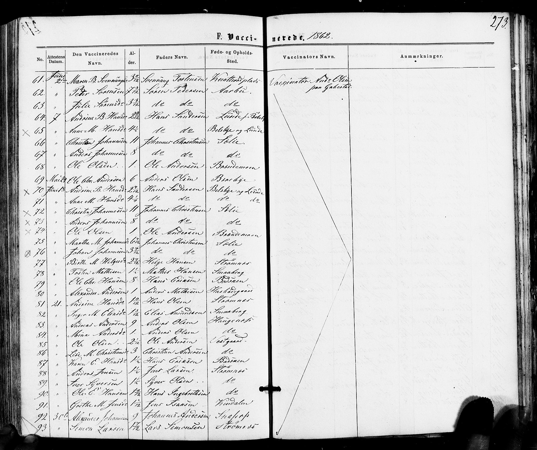 Varteig prestekontor Kirkebøker, AV/SAO-A-10447a/F/Fa/L0001: Parish register (official) no. 1, 1861-1877, p. 273