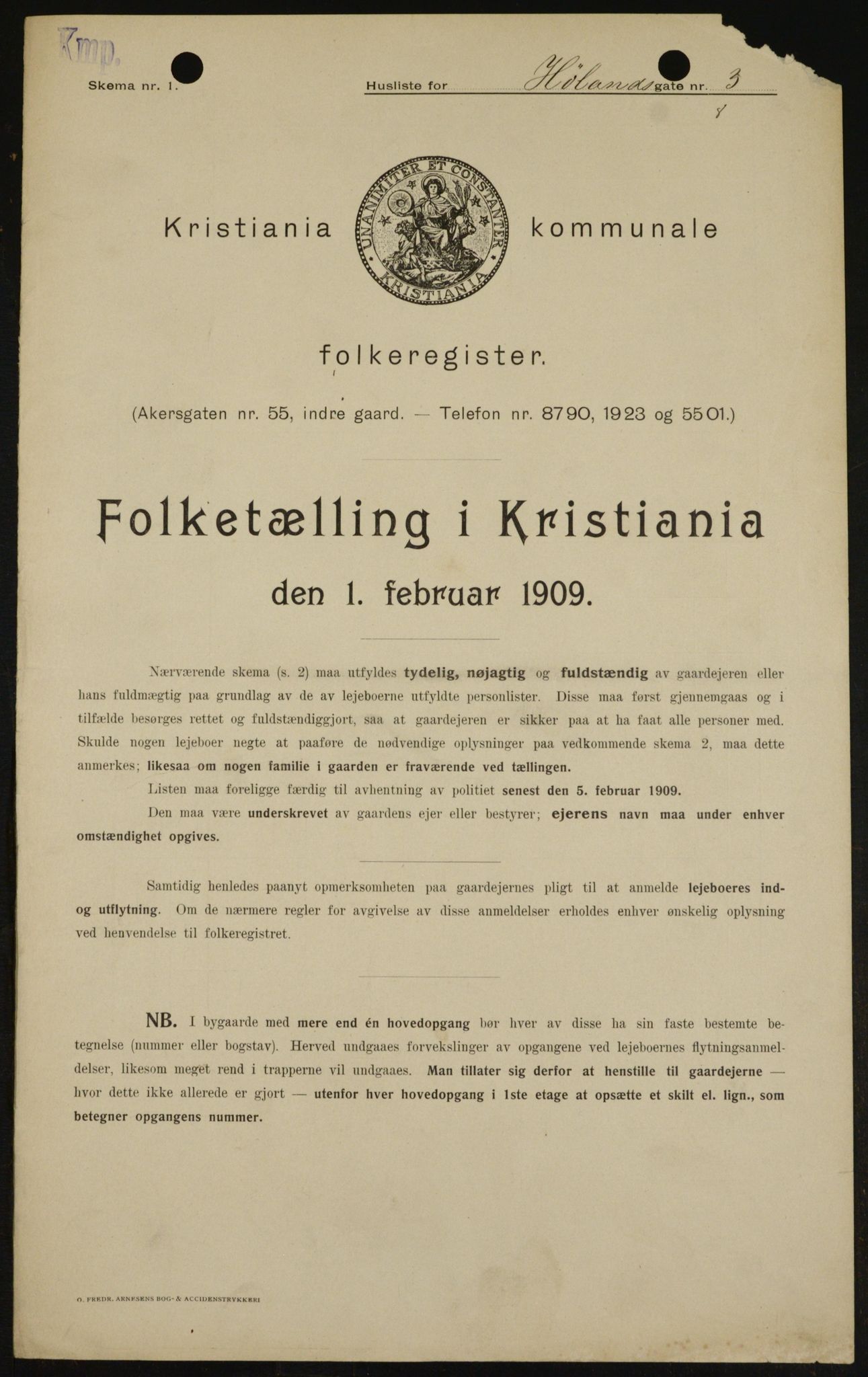 OBA, Municipal Census 1909 for Kristiania, 1909, p. 38418