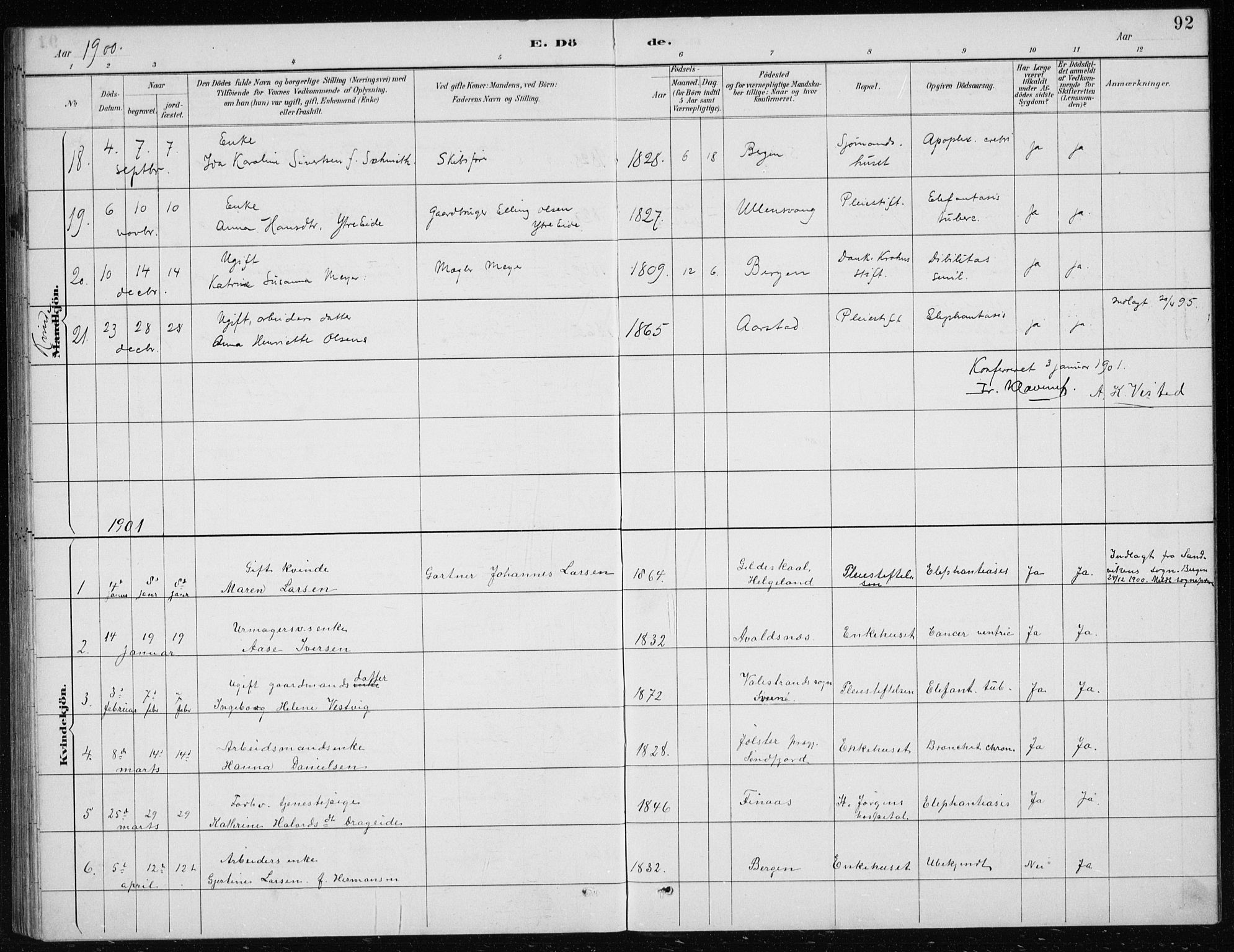 St. Jørgens hospital og Årstad sokneprestembete, AV/SAB-A-99934: Parish register (copy) no. A 10, 1886-1910, p. 92