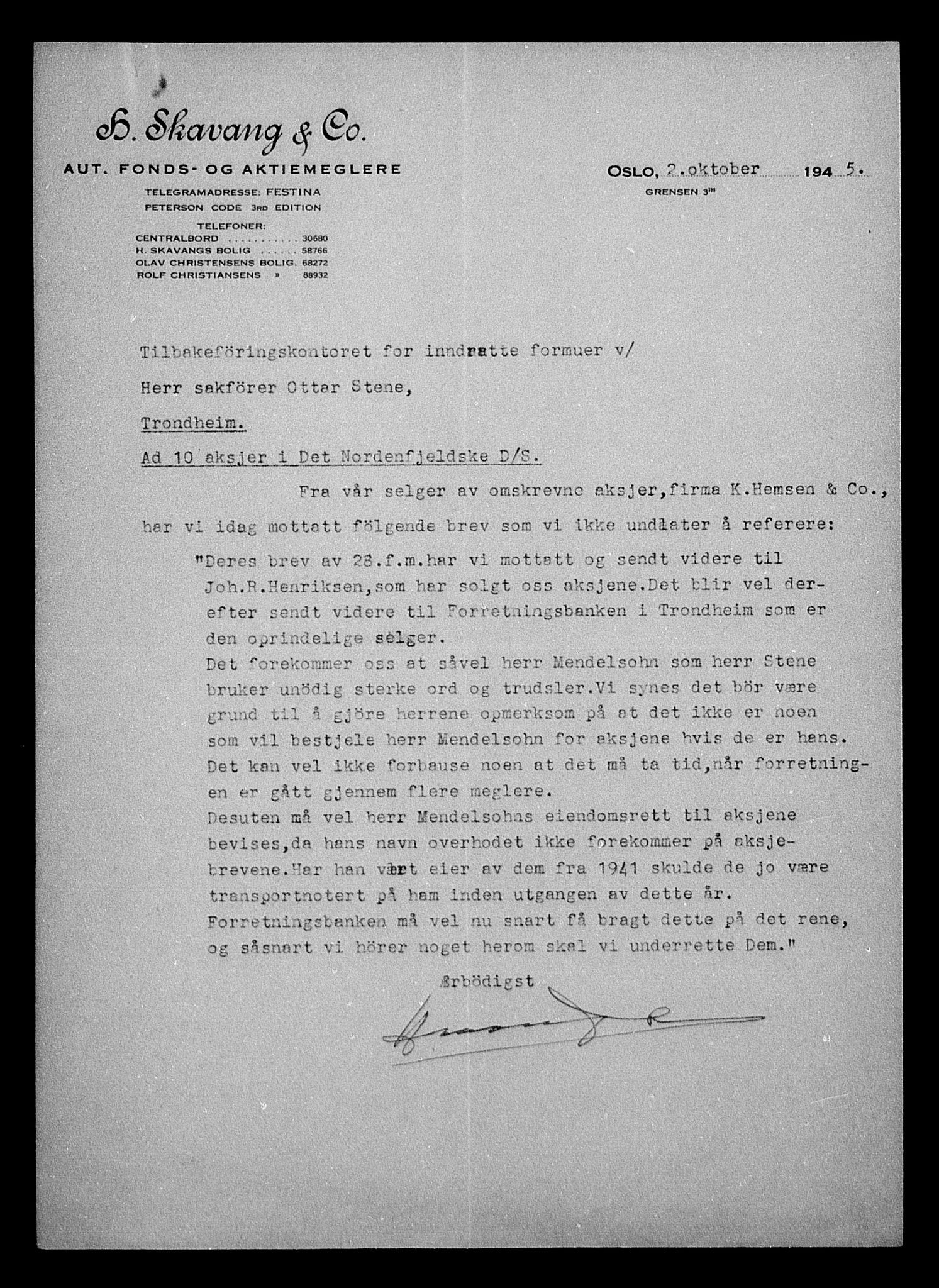 Justisdepartementet, Tilbakeføringskontoret for inndratte formuer, AV/RA-S-1564/H/Hc/Hca/L0909: --, 1945-1947, p. 105