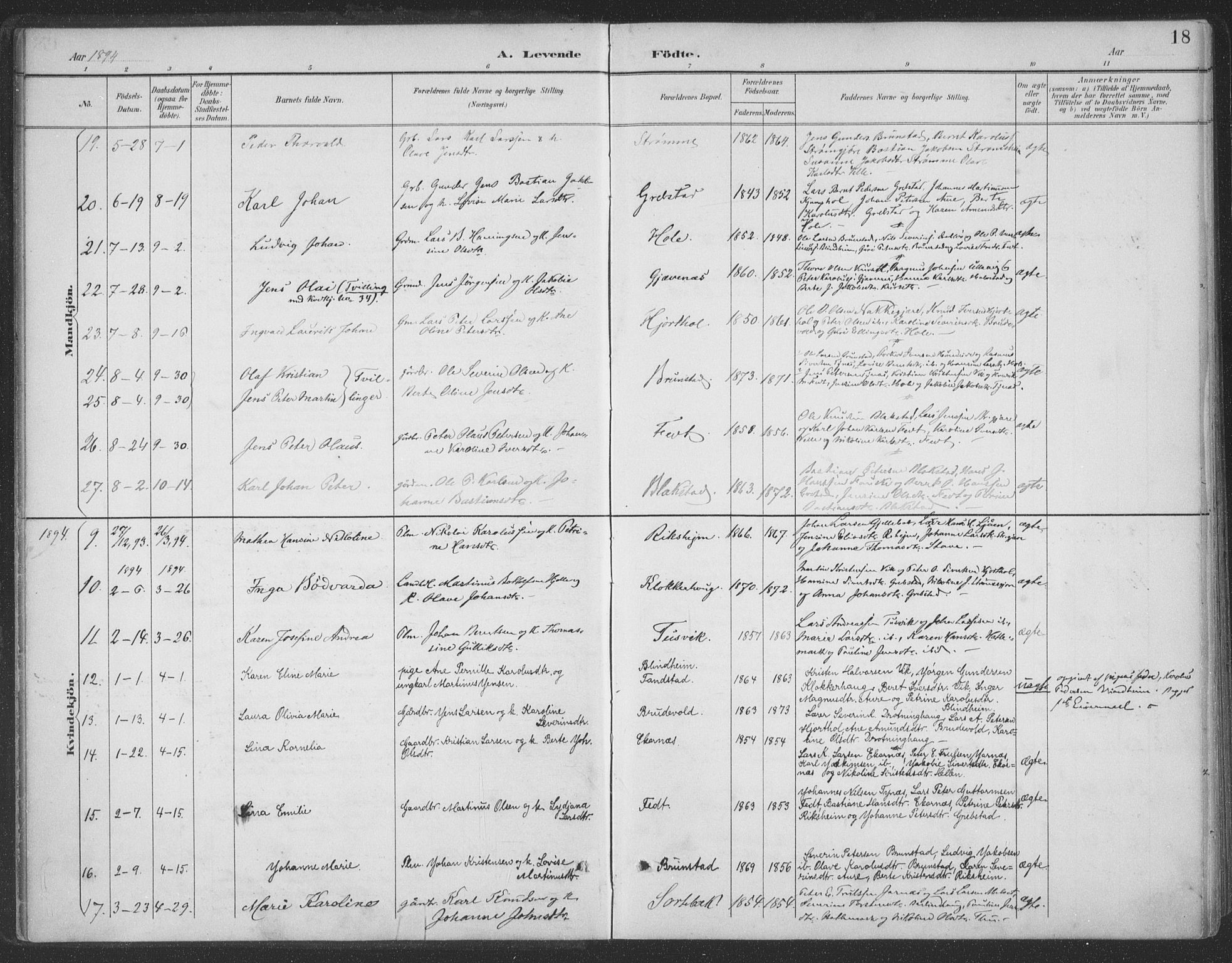 Ministerialprotokoller, klokkerbøker og fødselsregistre - Møre og Romsdal, AV/SAT-A-1454/523/L0335: Parish register (official) no. 523A02, 1891-1911, p. 18