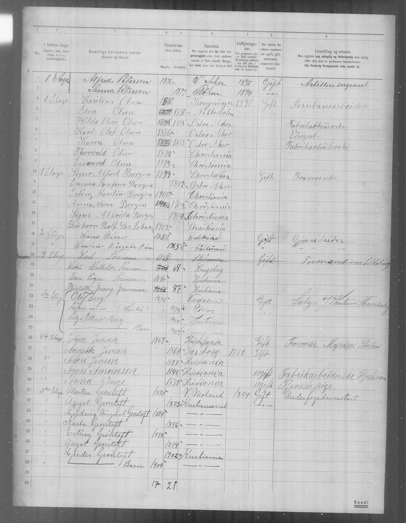 OBA, Municipal Census 1904 for Kristiania, 1904, p. 23496