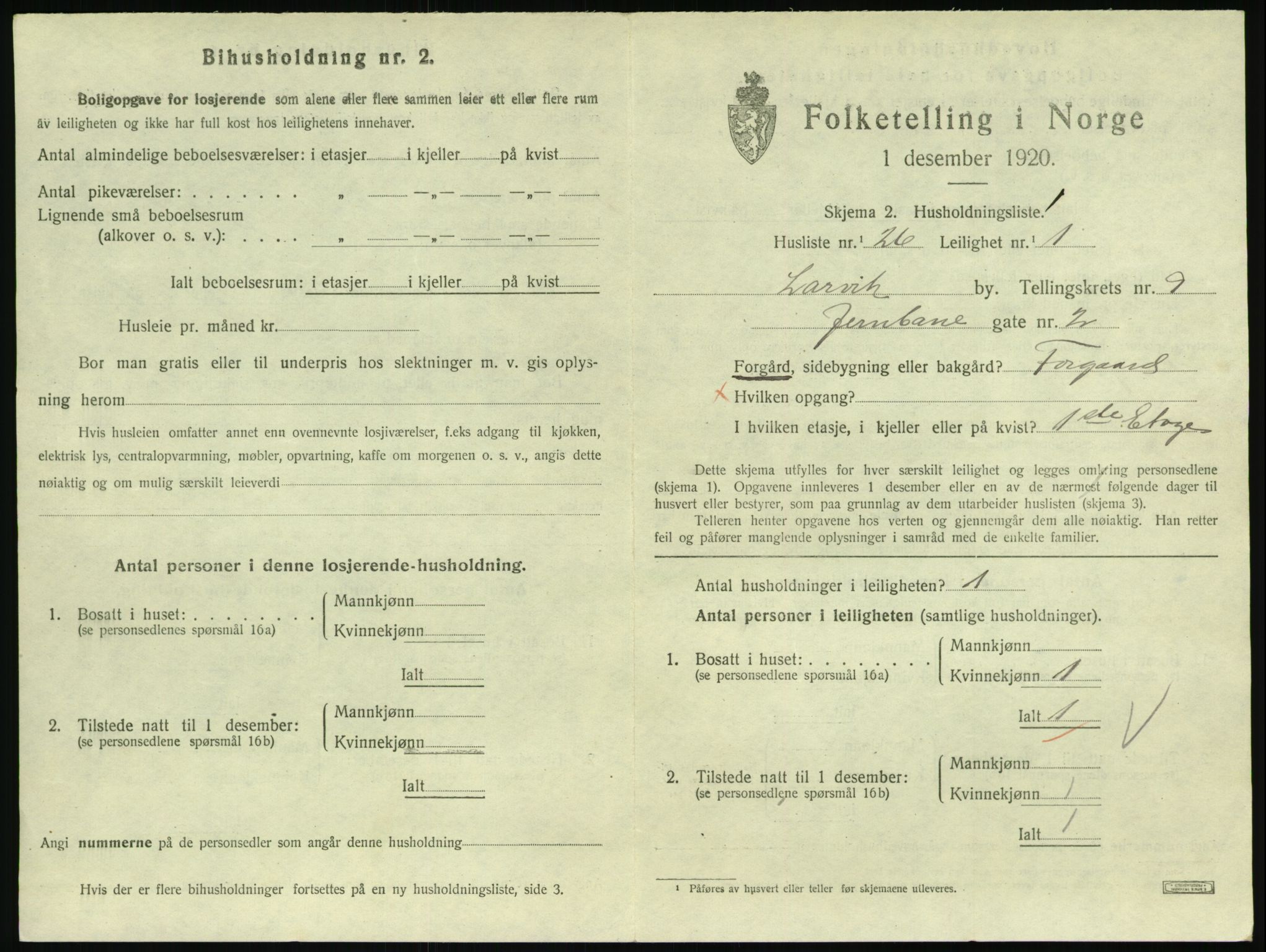 SAKO, 1920 census for Larvik, 1920, p. 7088