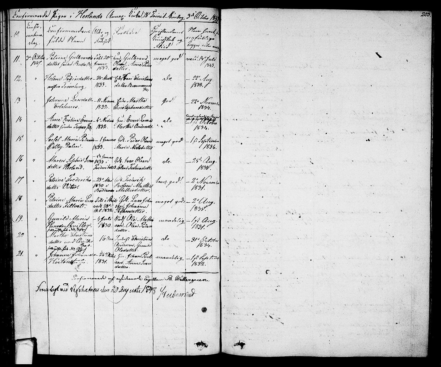 Eidsberg prestekontor Kirkebøker, AV/SAO-A-10905/F/Fa/L0008: Parish register (official) no. I 8, 1832-1848, p. 203