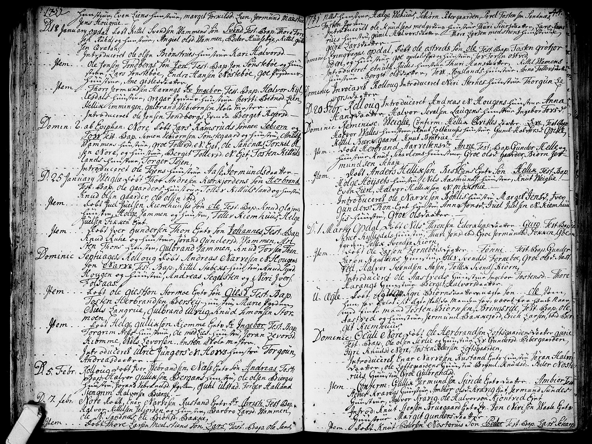Rollag kirkebøker, SAKO/A-240/F/Fa/L0003: Parish register (official) no. I 3, 1743-1778, p. 44