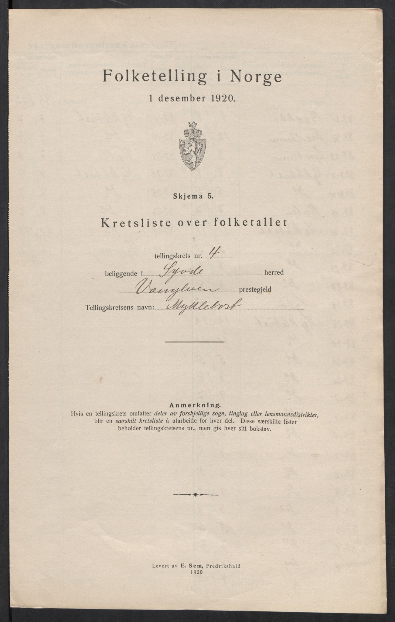 SAT, 1920 census for Syvde, 1920, p. 20