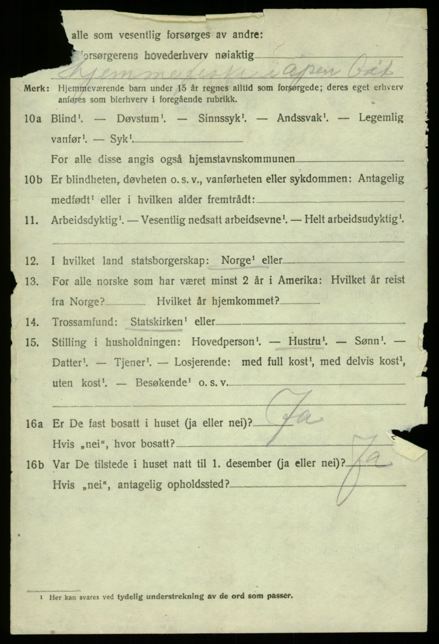 SAB, 1920 census for Fjell, 1920, p. 6405