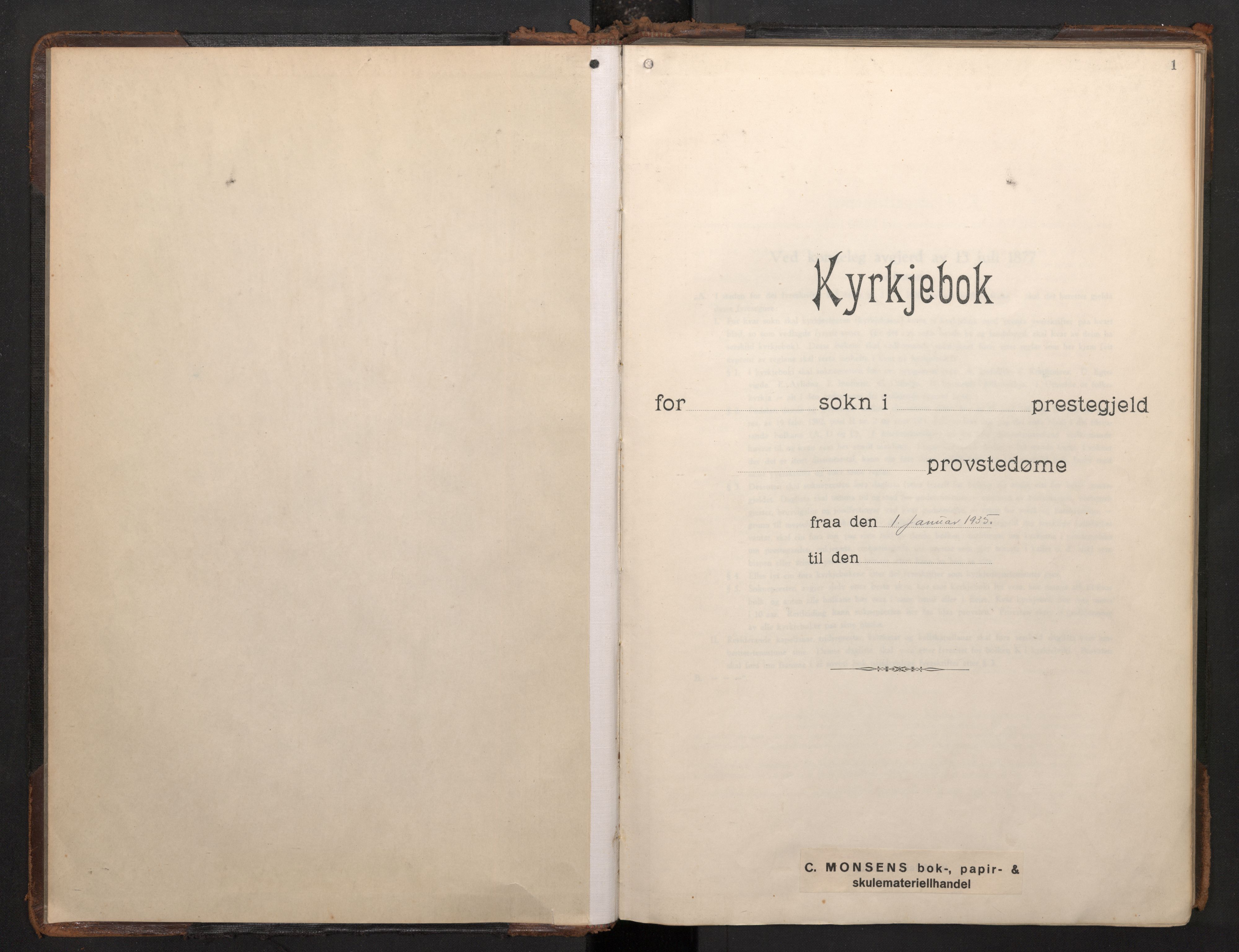 Nykirken Sokneprestembete, AV/SAB-A-77101/H/Haa/L0039: Parish register (official) no. D 9, 1935-1946, p. 0b-1a