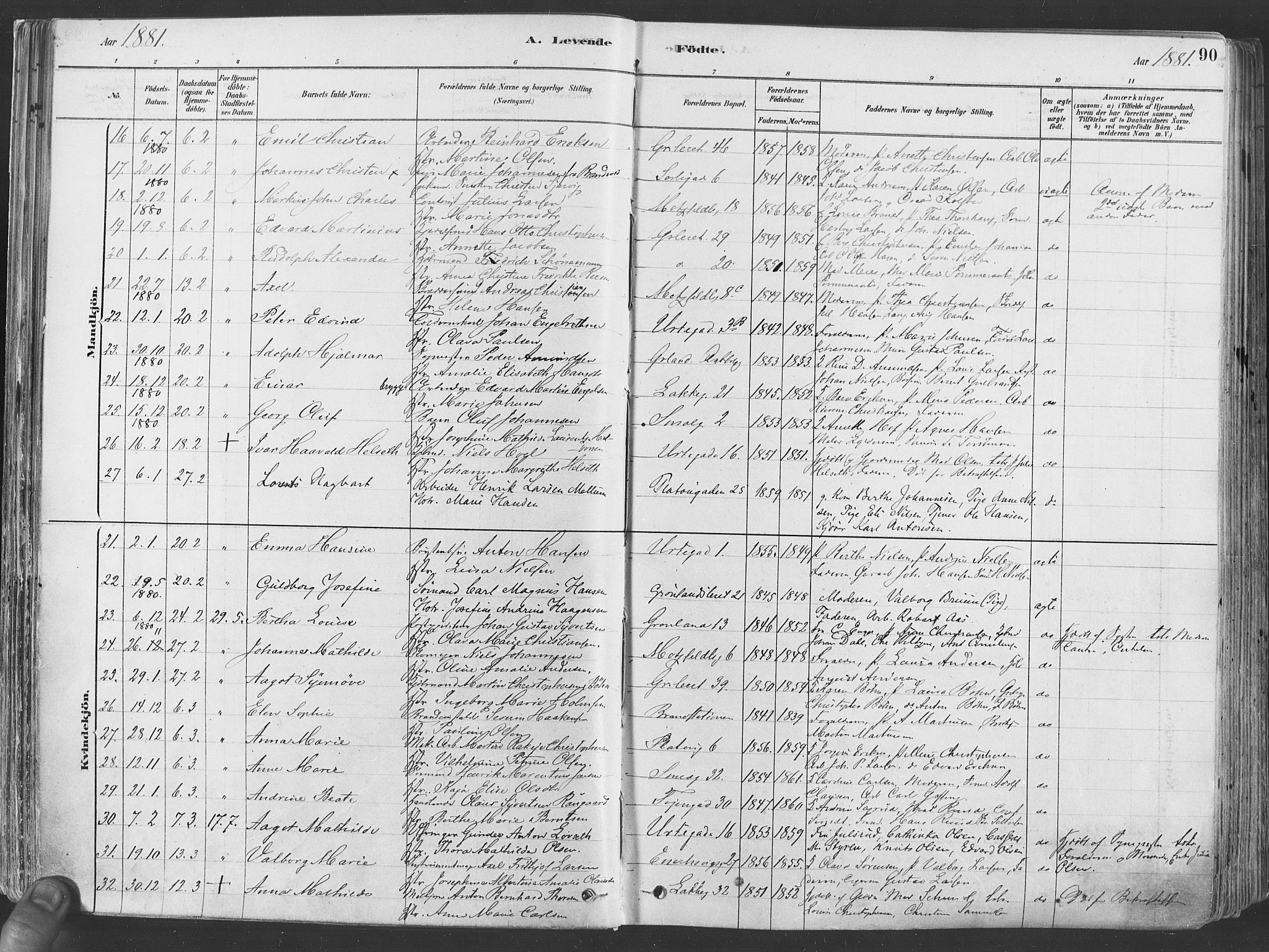Grønland prestekontor Kirkebøker, SAO/A-10848/F/Fa/L0007: Parish register (official) no. 7, 1878-1888, p. 90