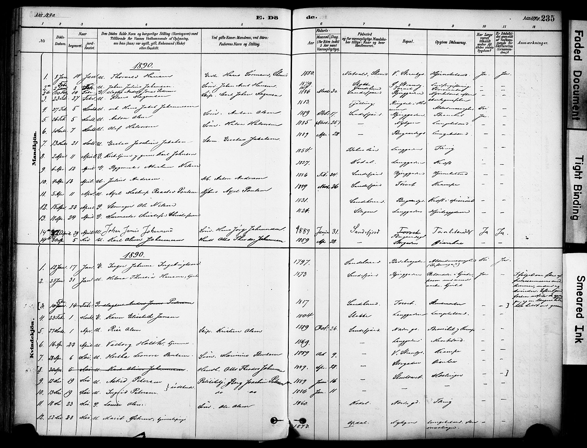 Sandefjord kirkebøker, SAKO/A-315/F/Fa/L0002: Parish register (official) no. 2, 1880-1894, p. 235