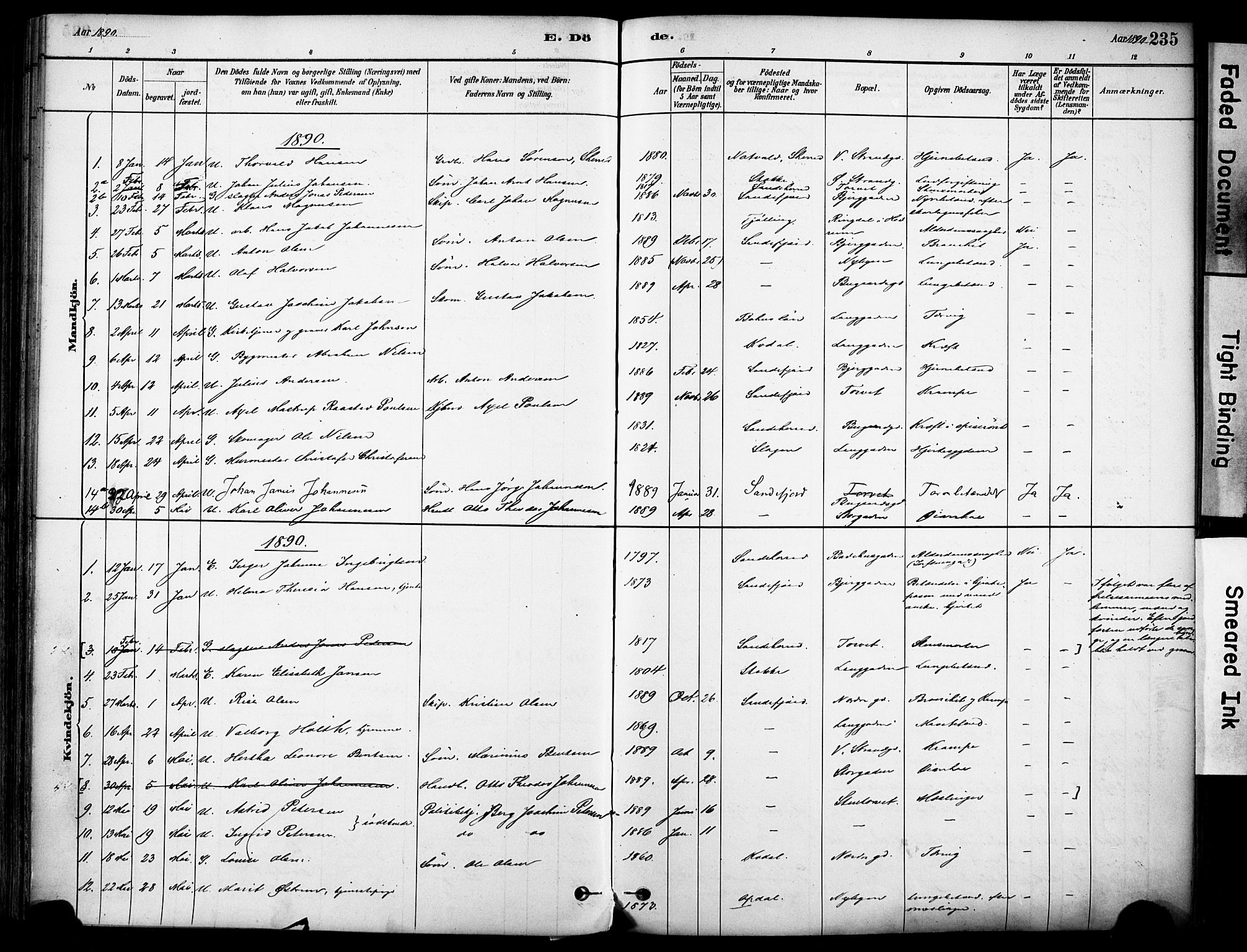 Sandefjord kirkebøker, AV/SAKO-A-315/F/Fa/L0002: Parish register (official) no. 2, 1880-1894, p. 235