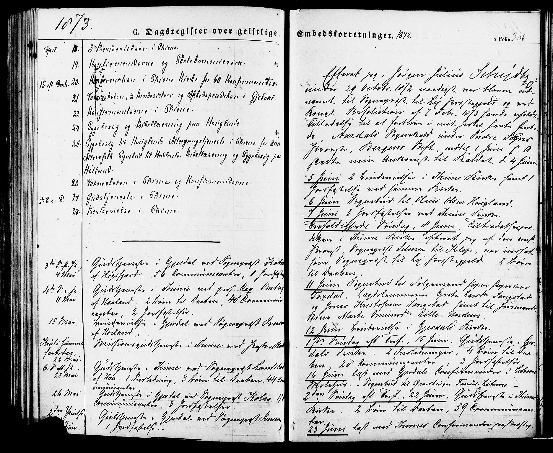 Lye sokneprestkontor, AV/SAST-A-101794/001/30BA/L0008: Parish register (official) no. A 7, 1872-1881, p. 386