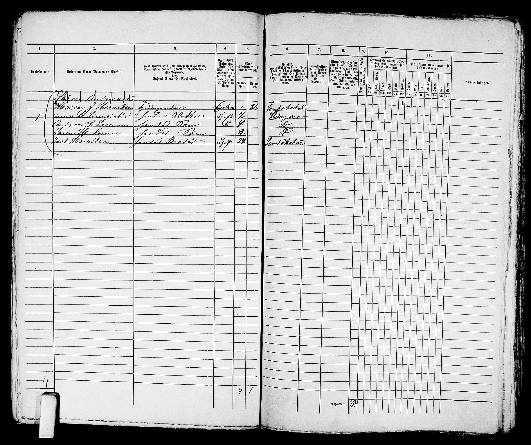 RA, 1865 census for Kragerø/Kragerø, 1865, p. 551