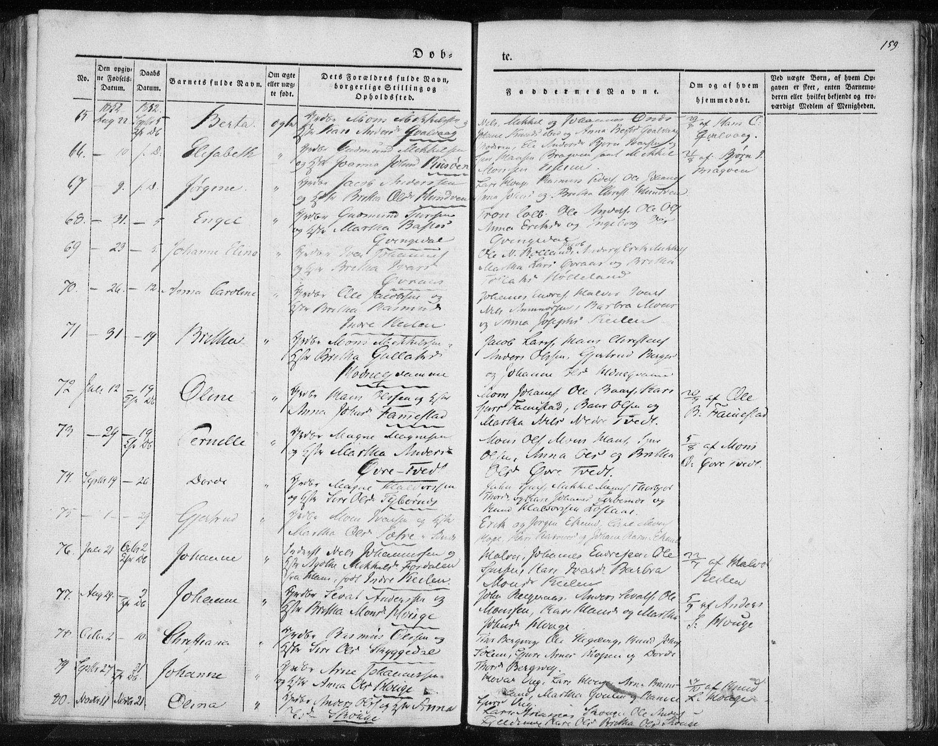 Lindås Sokneprestembete, AV/SAB-A-76701/H/Haa/Haaa/L0010: Parish register (official) no. A 10, 1842-1862, p. 159